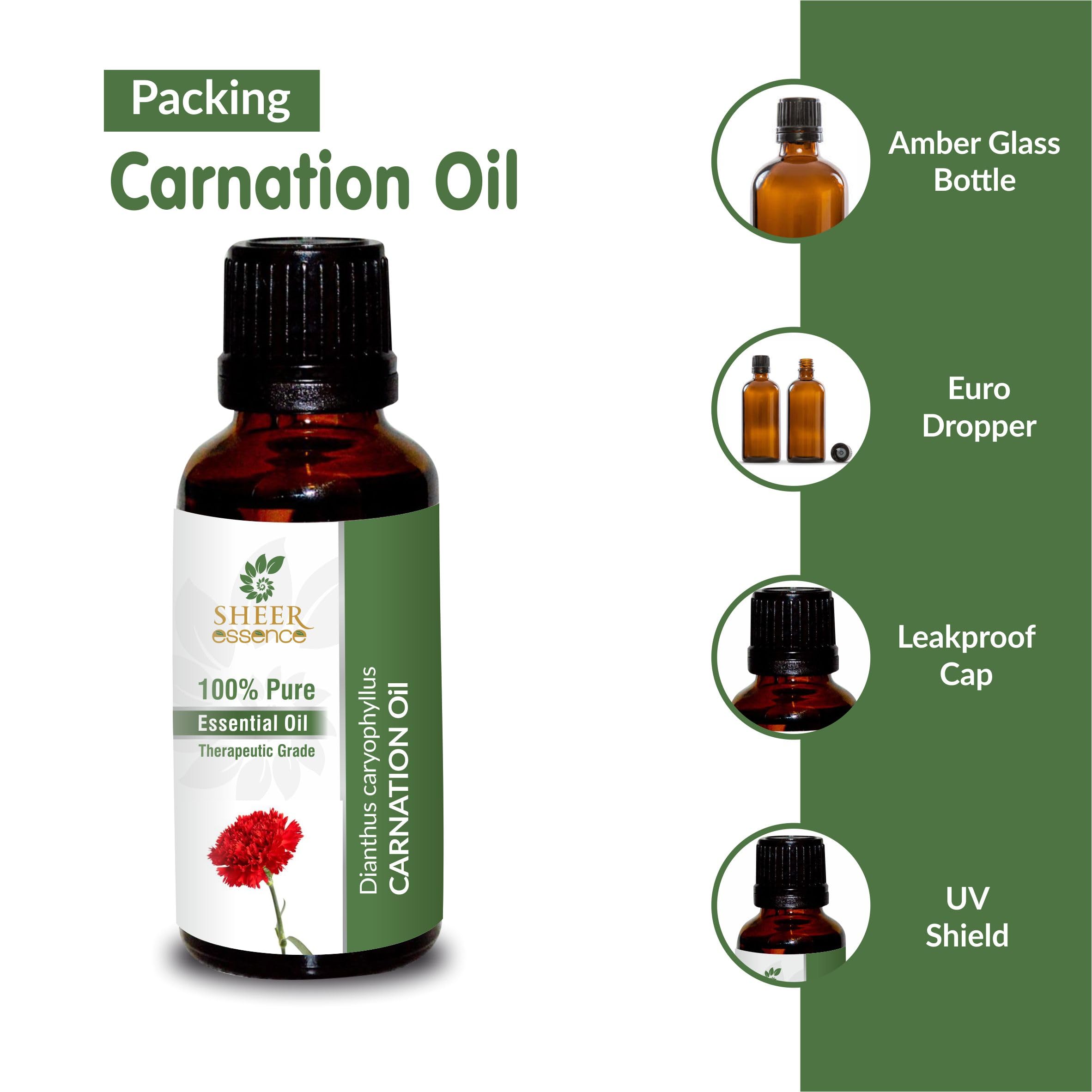 Sheer Essence Carnation Oil 15 ml – 100% Pure Dianthus Caryophyllus Essential Oil