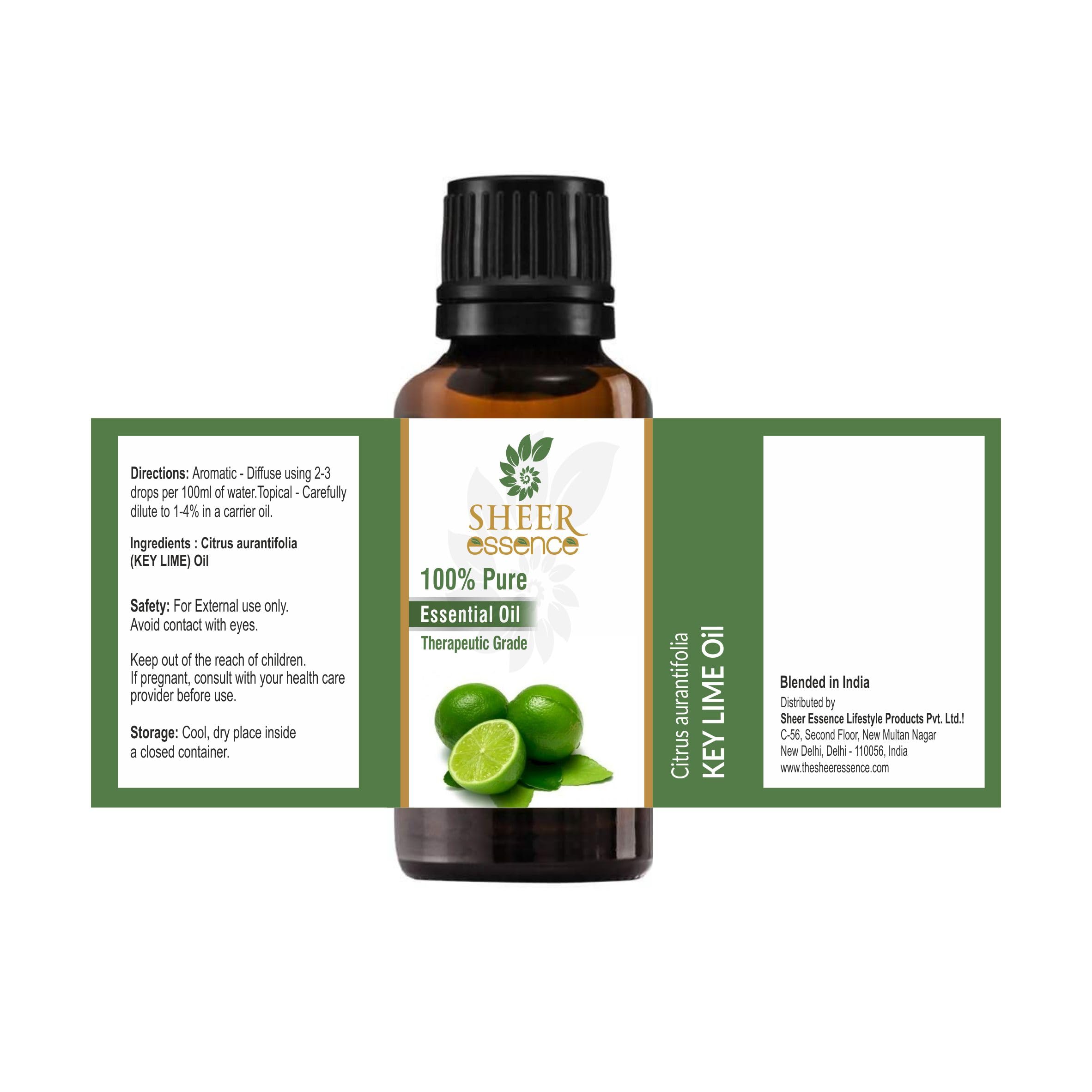 Sheer Essence Key Lime Oil 15 ML – 100% Pure Citrus Aurantifolia Essential Oil
