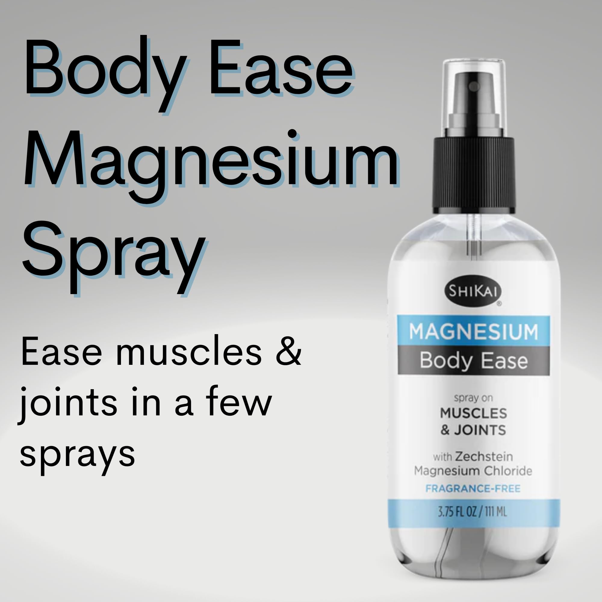 ShiKai Magnesium Body Ease Spray (3.75 oz) – Fragrance Free Topical Magnesium