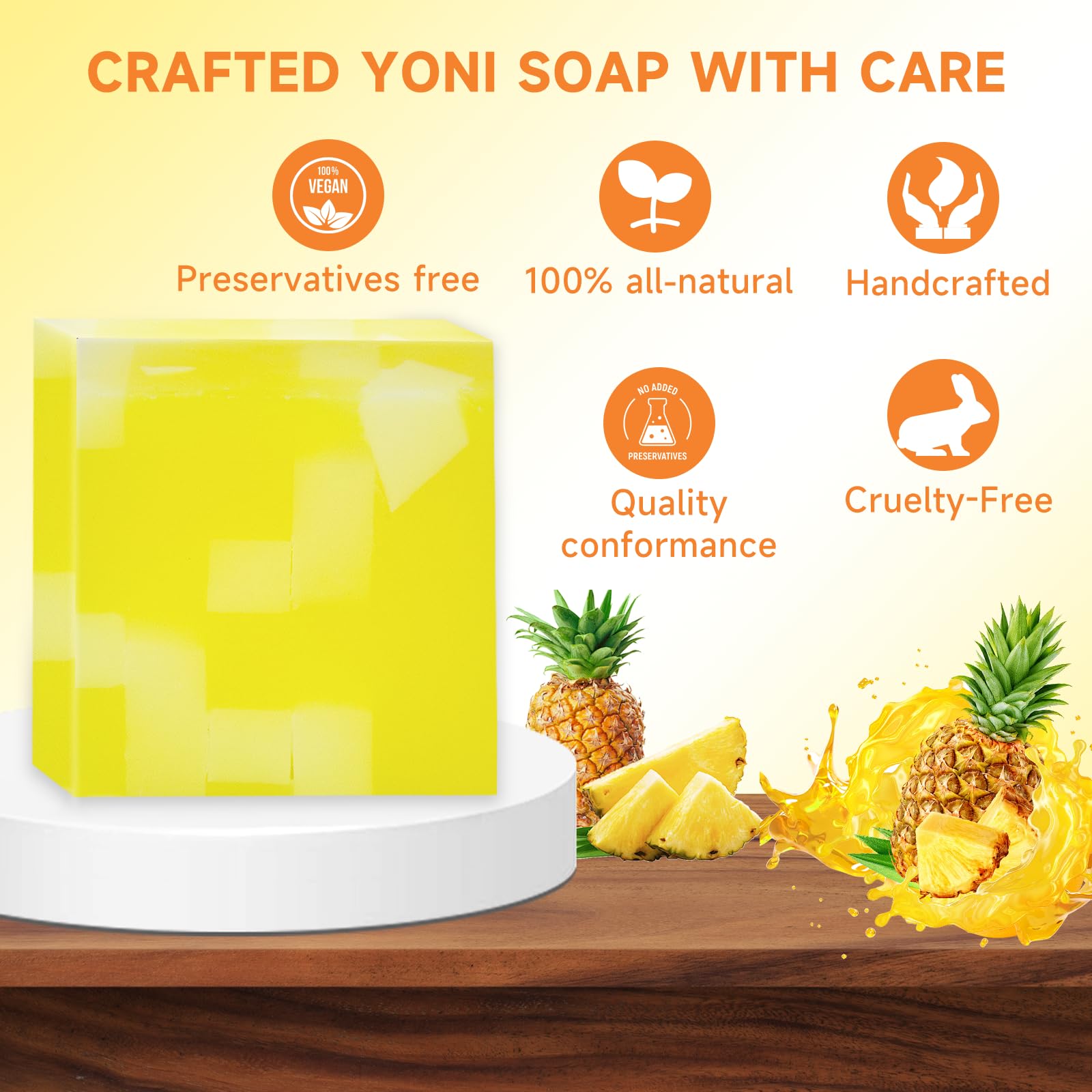 Shibarcle 3 PCS Yoni Soap Bar – Organic Pineapple Yoni Wash, pH Balanced Handmade Feminine Soap