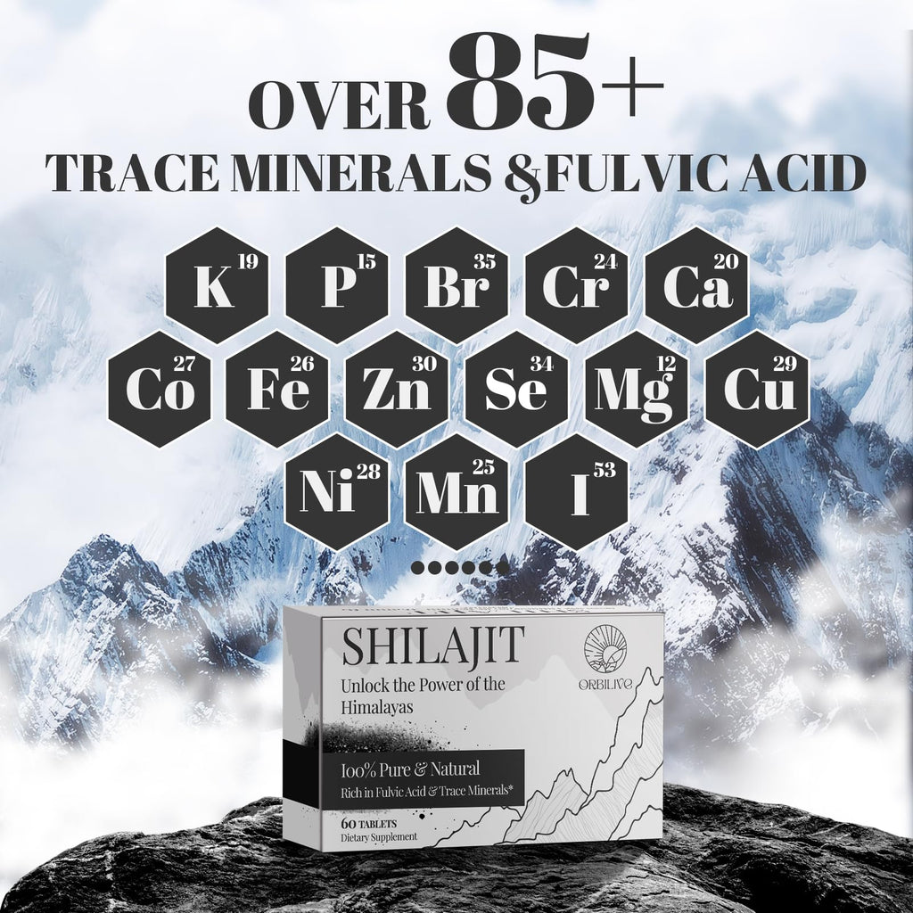 30,000 mg Shilajit Tablets – Himalayan Organic Shilajit, 60 Count