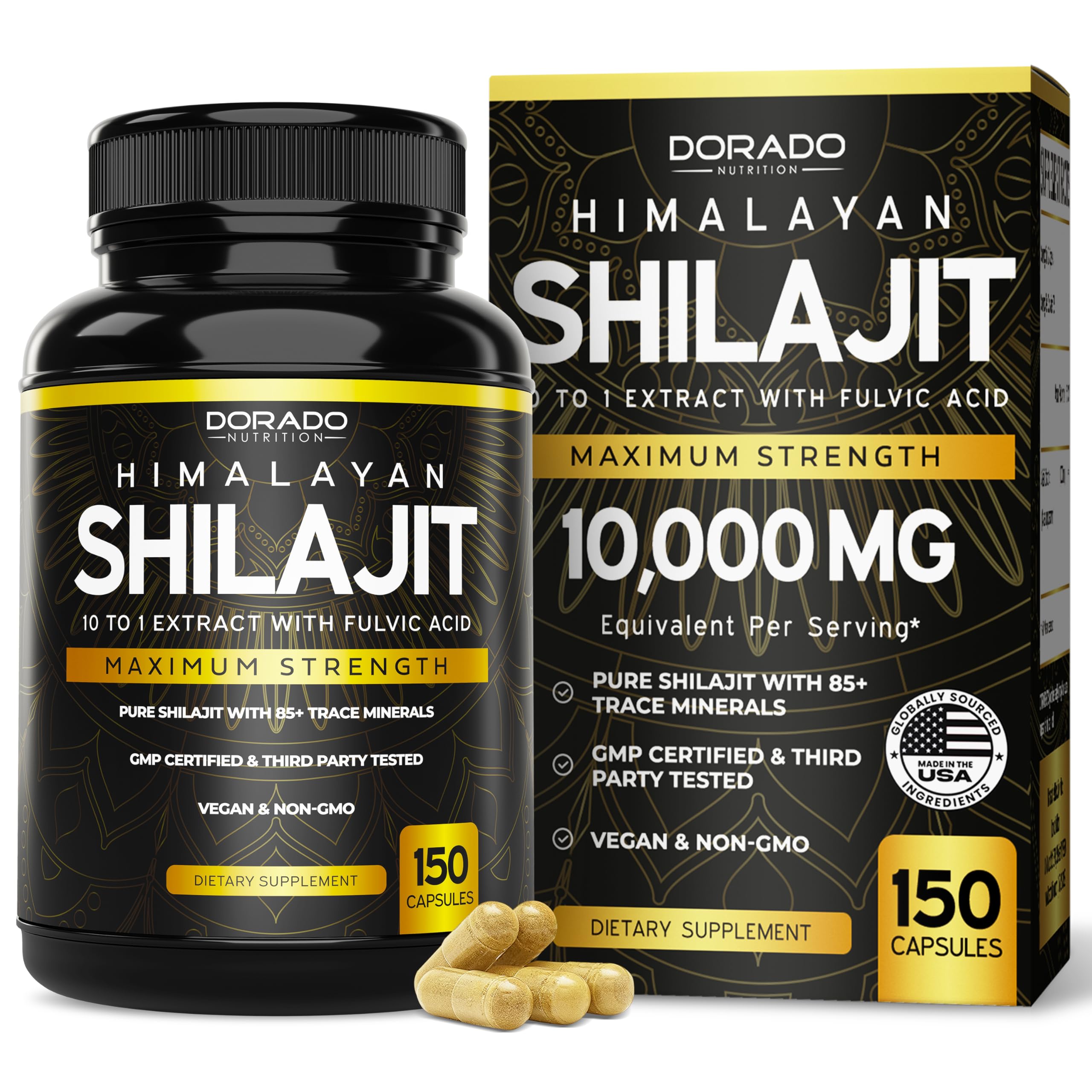 Shilajit Capsules 1000mg – 75 Day Supply, 85+ Minerals, Fulvic Acid, USA Made