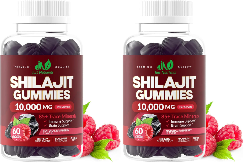 Shilajit Gummies 10,000mg – Maximum Strength Raspberry (Gluten-Free, Non-GMO)