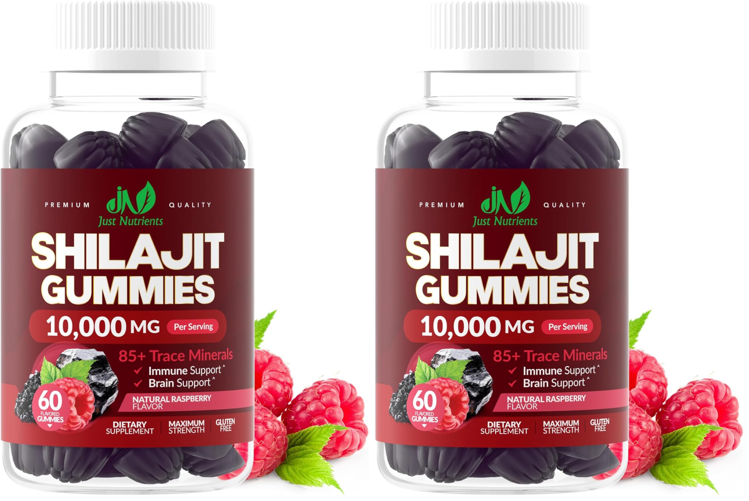 Shilajit Gummies 10,000mg – Maximum Strength Raspberry (Gluten-Free, Non-GMO)