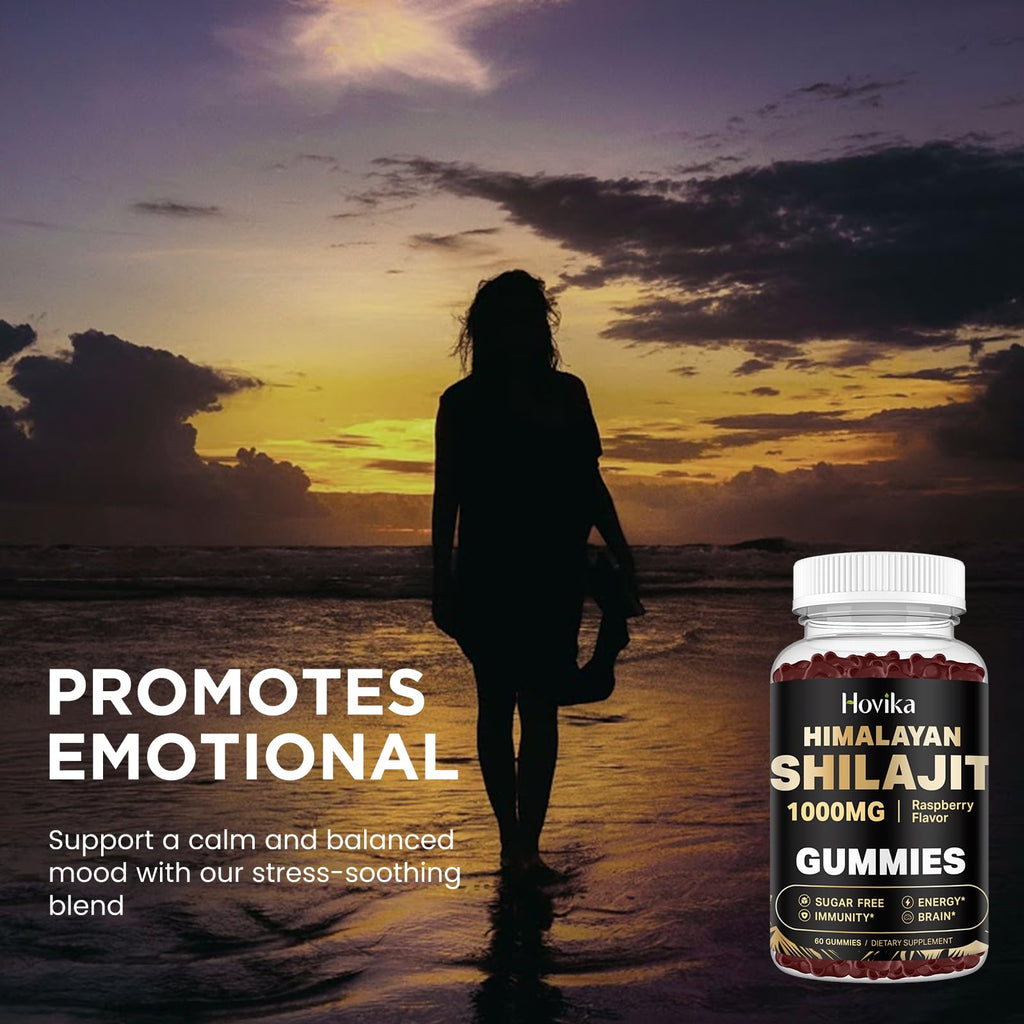 Shilajit Gummies 1000mg – 85+ Trace Minerals | Ashwagandha, Turmeric, Black Pepper | Sugar Free Raspberry 60 Count