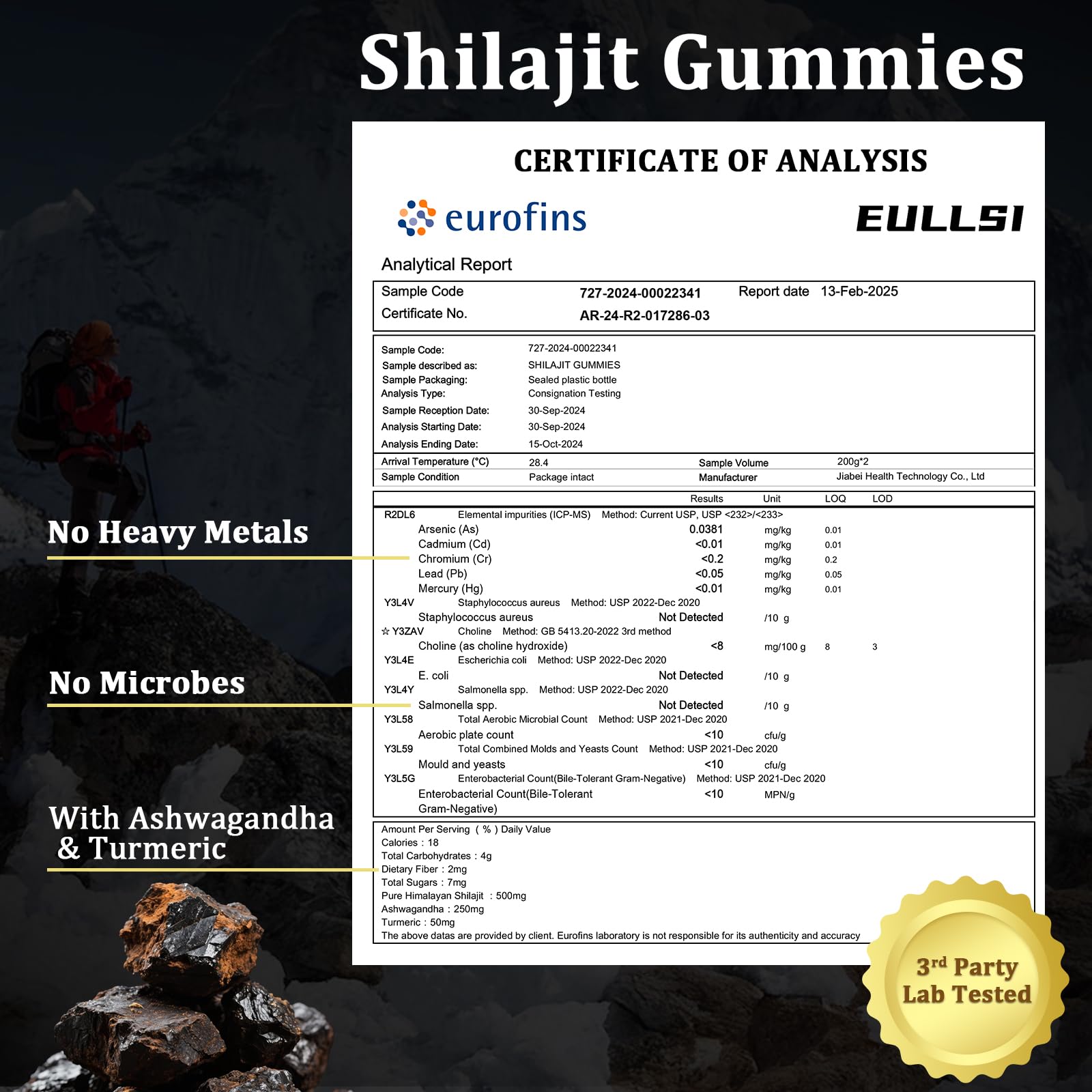 Pure Himalayan Shilajit Gummies with Ashwagandha – 120 Count