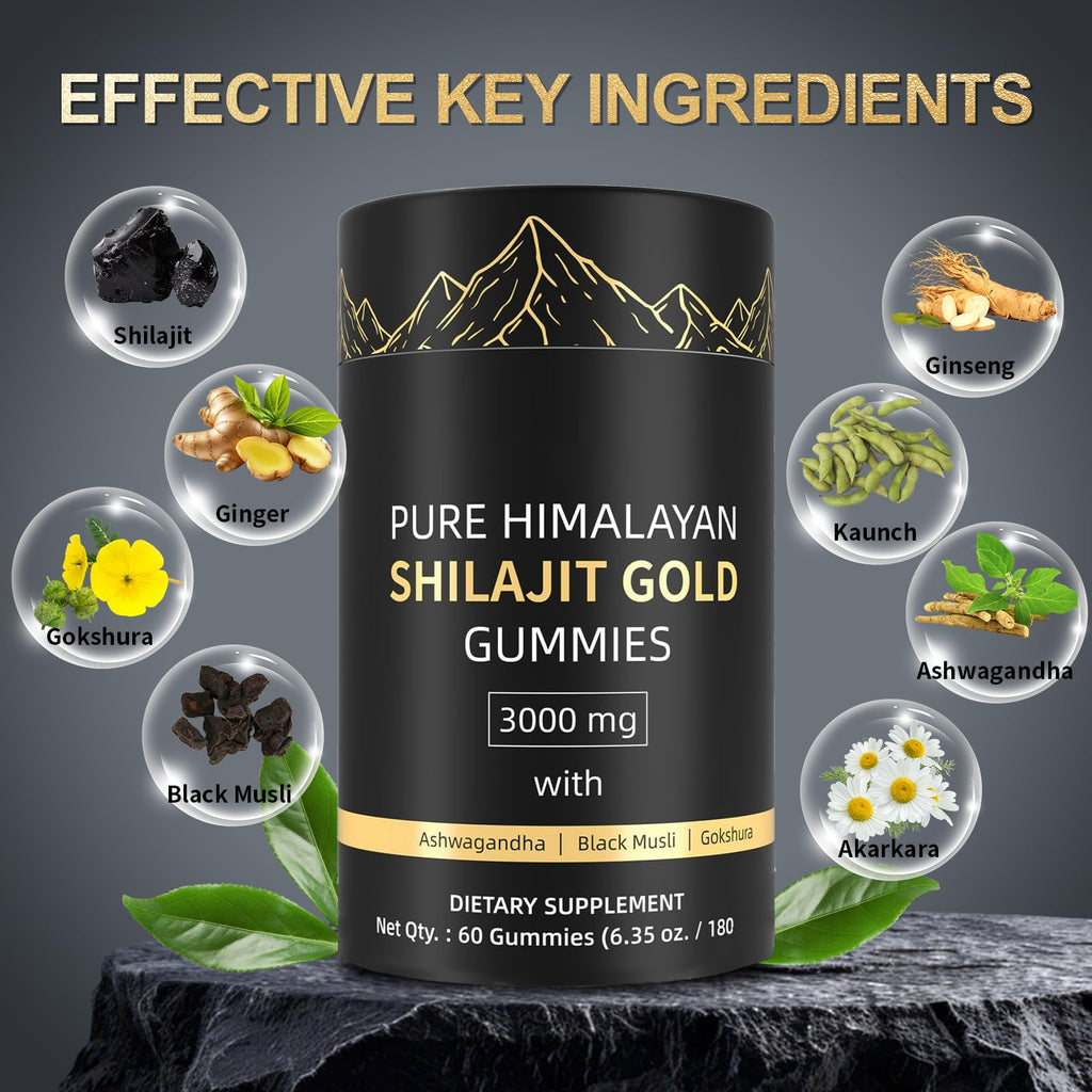 Shilajit Gummies – Himalayan Shilajit with Ashwagandha & Gokshura | 60 Gummies