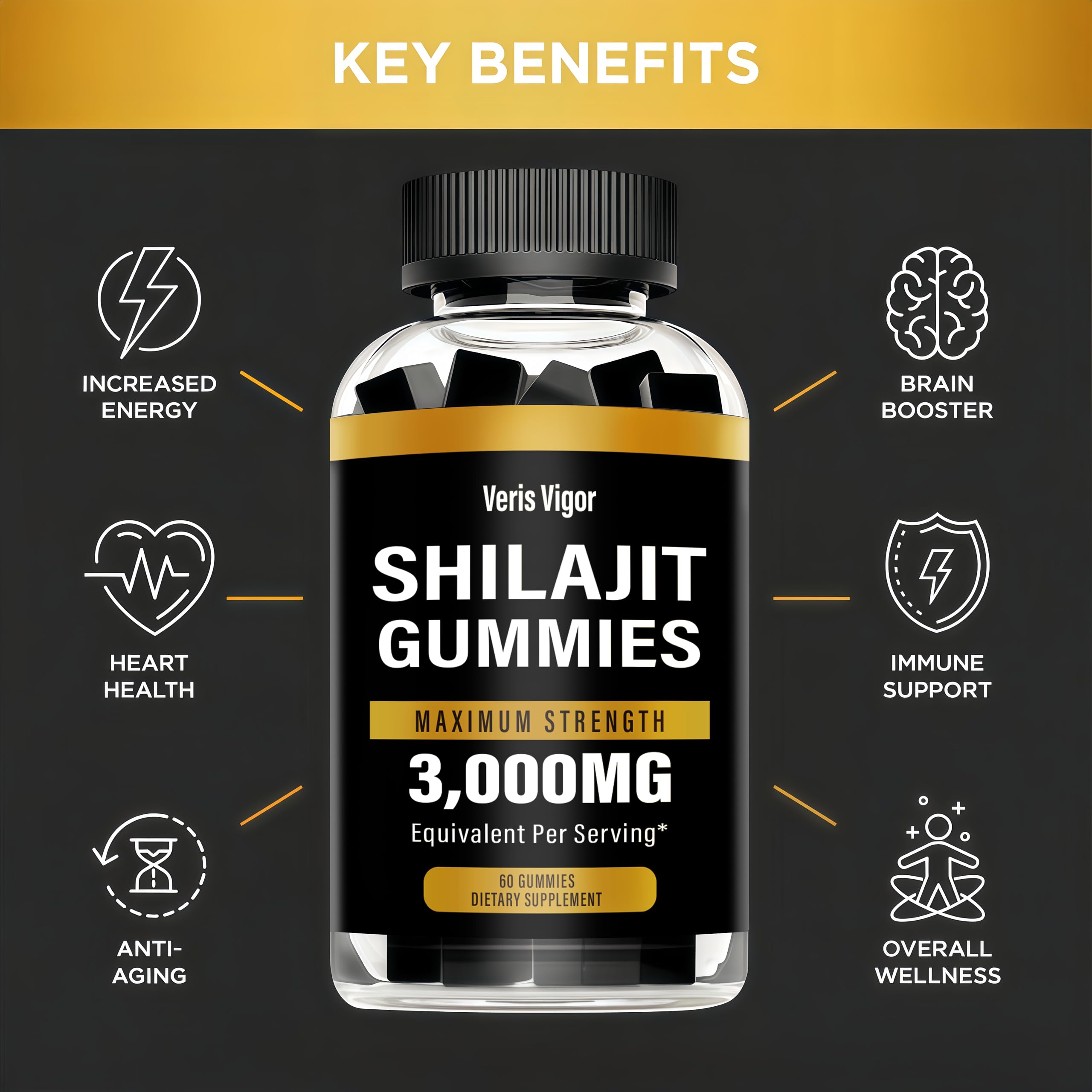 Shilajit Gummies 3000mg – Himalayan Shilajit, Vegan, Energy