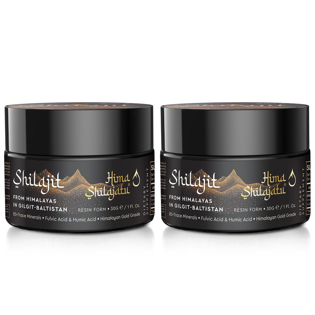 Shilajit Pure Himalayan Organic Shilajit Resin - Gold Grade 100% Purity | Fulvic Acid & 85+ Minerals | Energy & Immune Support | Pack of 2 (4 Months)