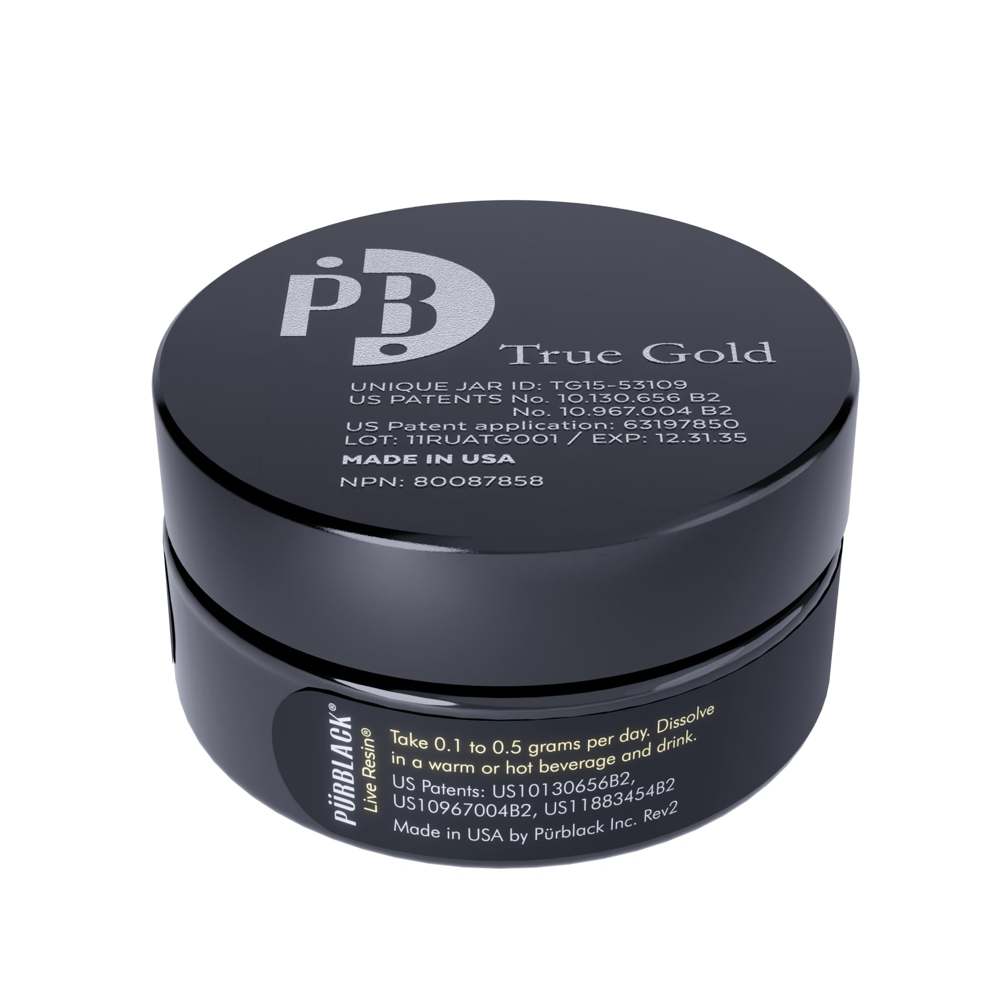 Pürblack Live Resin Pure Gold Shilajit – Organic, 80+ Minerals, USA Made | 30 Servings