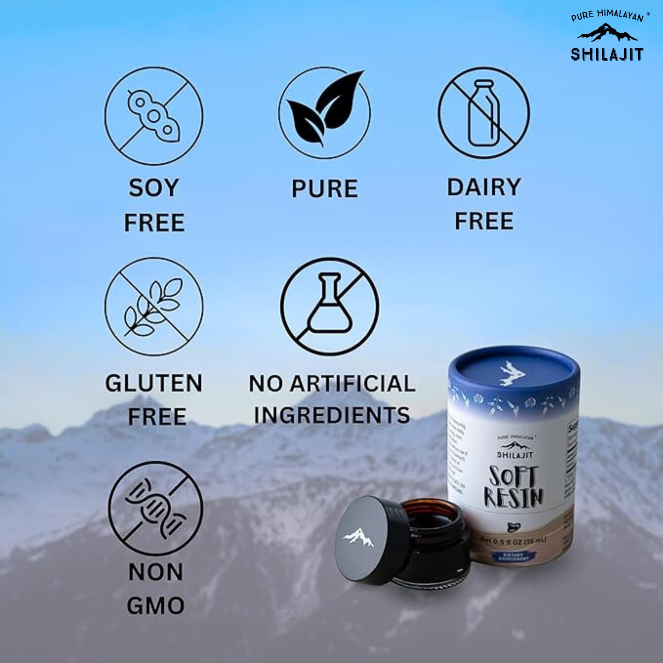 Himalayan Shilajit Soft Resin – Grade A, 15ml/0.5oz | 85+ Minerals & Fulvic Acid | Pure Himalyan Shilajit