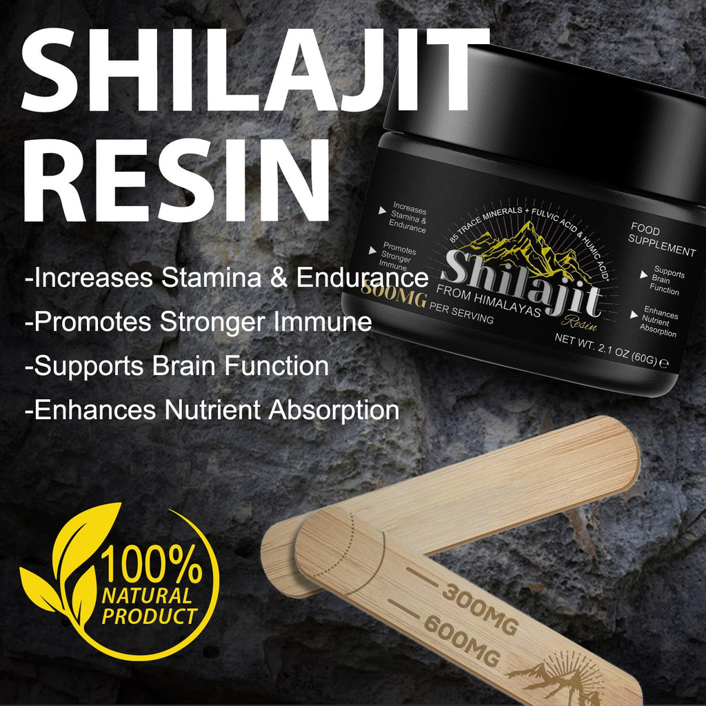Shilajit Pure Himalayan Organic Resin - 800mg Gold Grade | 85+ Fulvic Acid & Trace Minerals