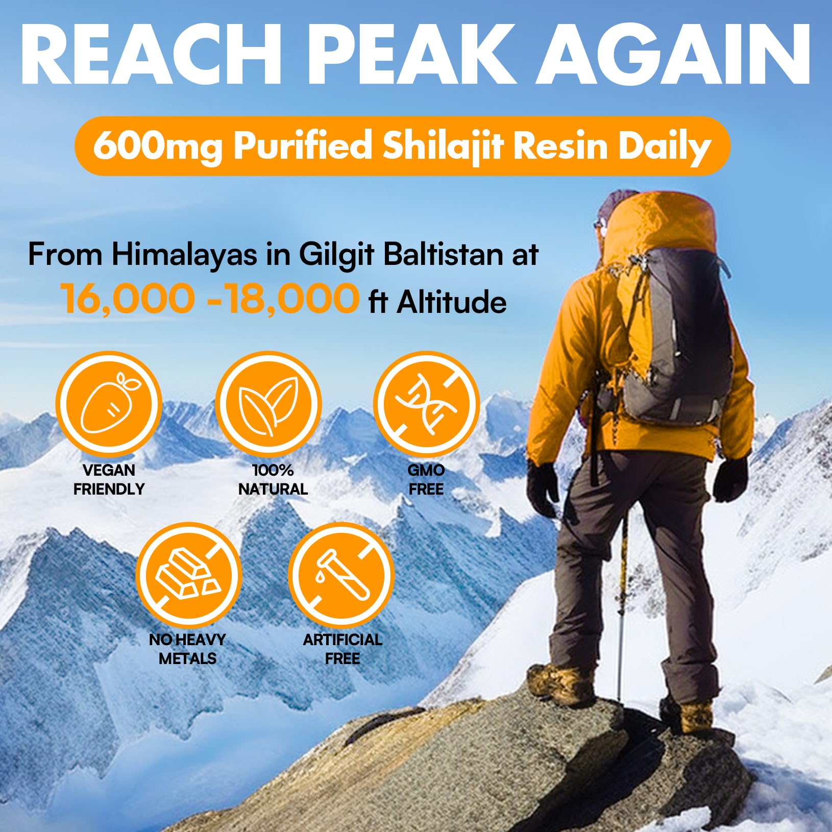 Shilajit Resin 600mg Gold Grade – 85+ Minerals, Fulvic & Humic Acids, 50 Servings