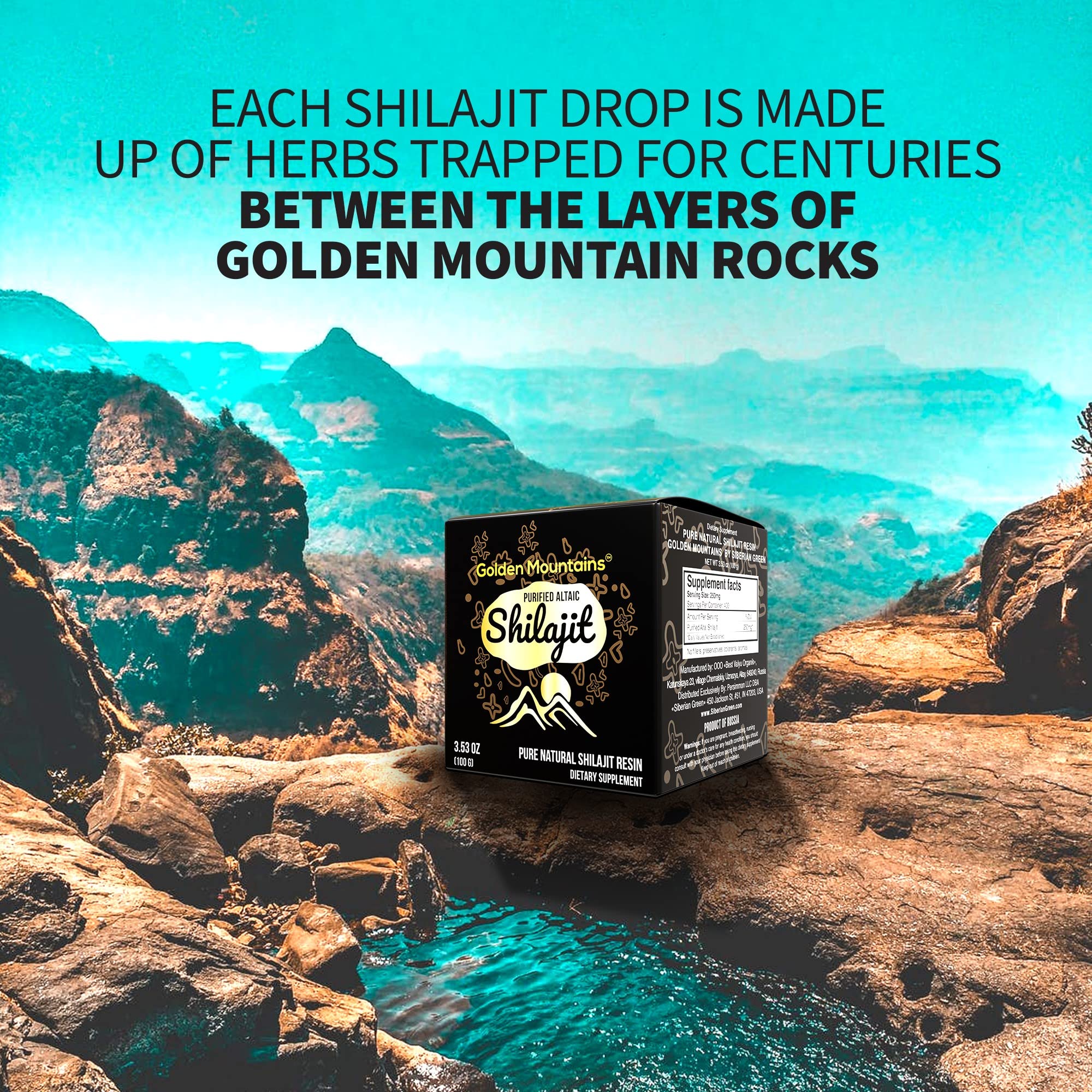 Siberian Green Pure Shilajit Resin – Altai Golden Mountains 100g with Measuring Spoon