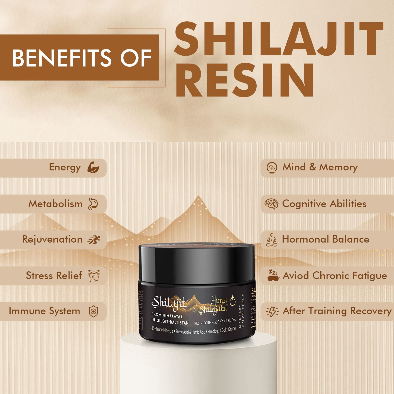 Hima Shilajatu Shilajit Resin – Gold Grade, 100% Pure, 85+ Minerals | 3-Pack (6 Months)