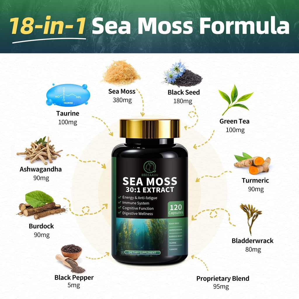 Shilajit & Sea Moss Bundle for Men – 240 Capsules with CoQ10