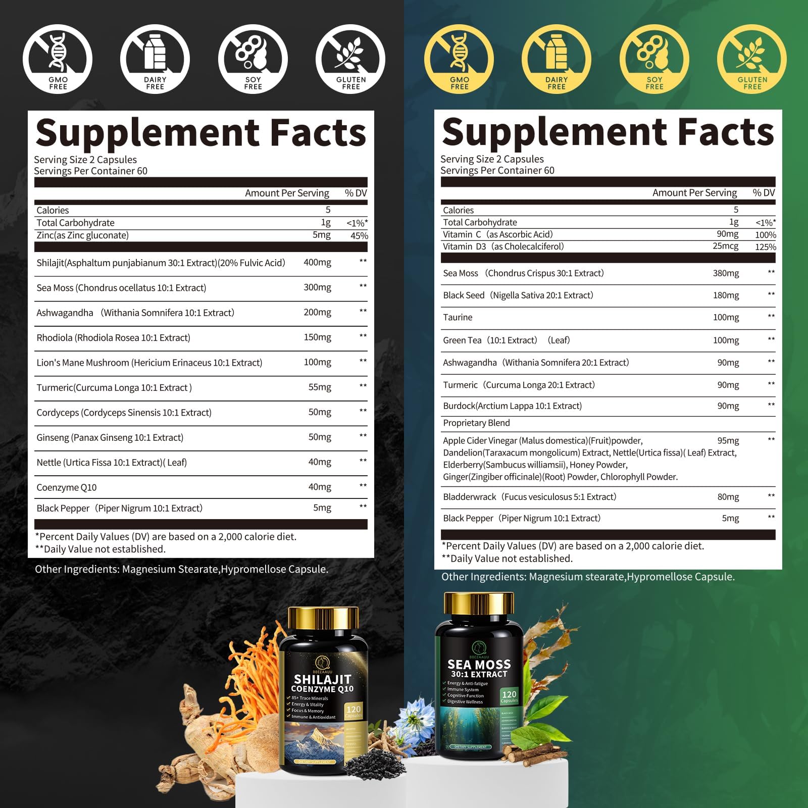 Shilajit & Sea Moss Bundle for Men – 240 Capsules with CoQ10