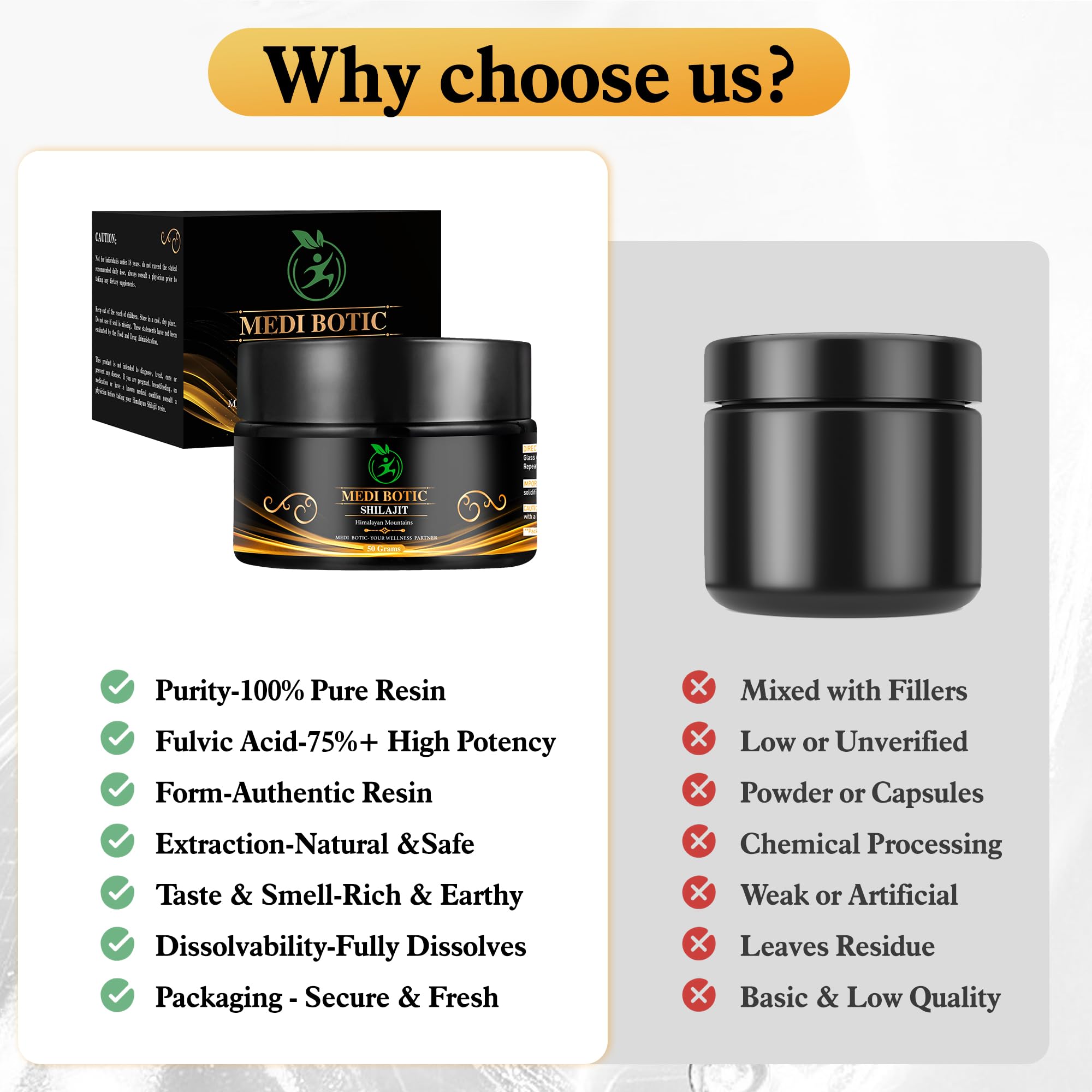 Shilajit Resin - Natural Energy & Immunity Boost | 75% Fulvic Acid, 85+ Minerals | 50g