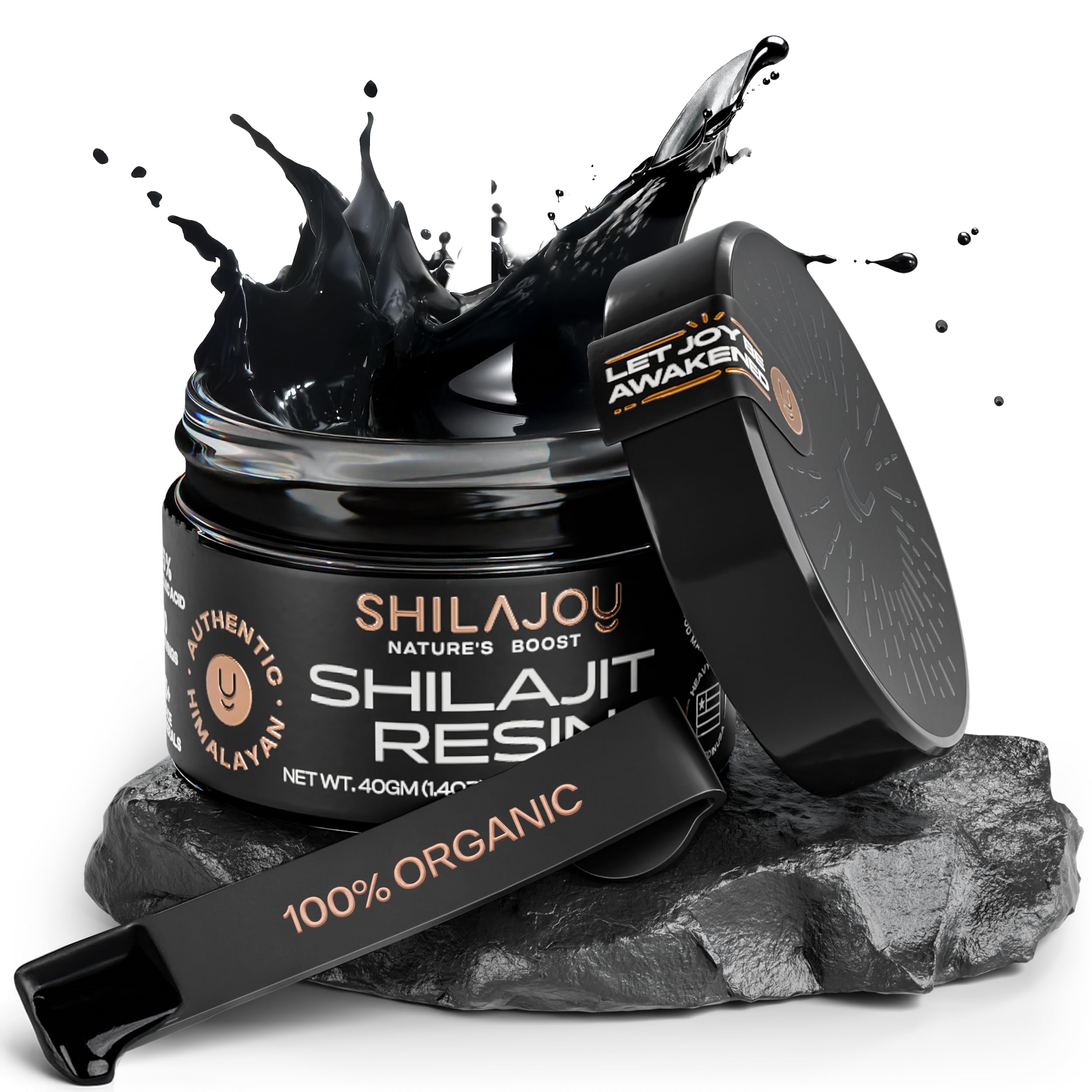 SHILAJOY Organic Shilajit Resin – Himalayan Gold, >75% Fulvic Acid, 85+ Minerals (40g)