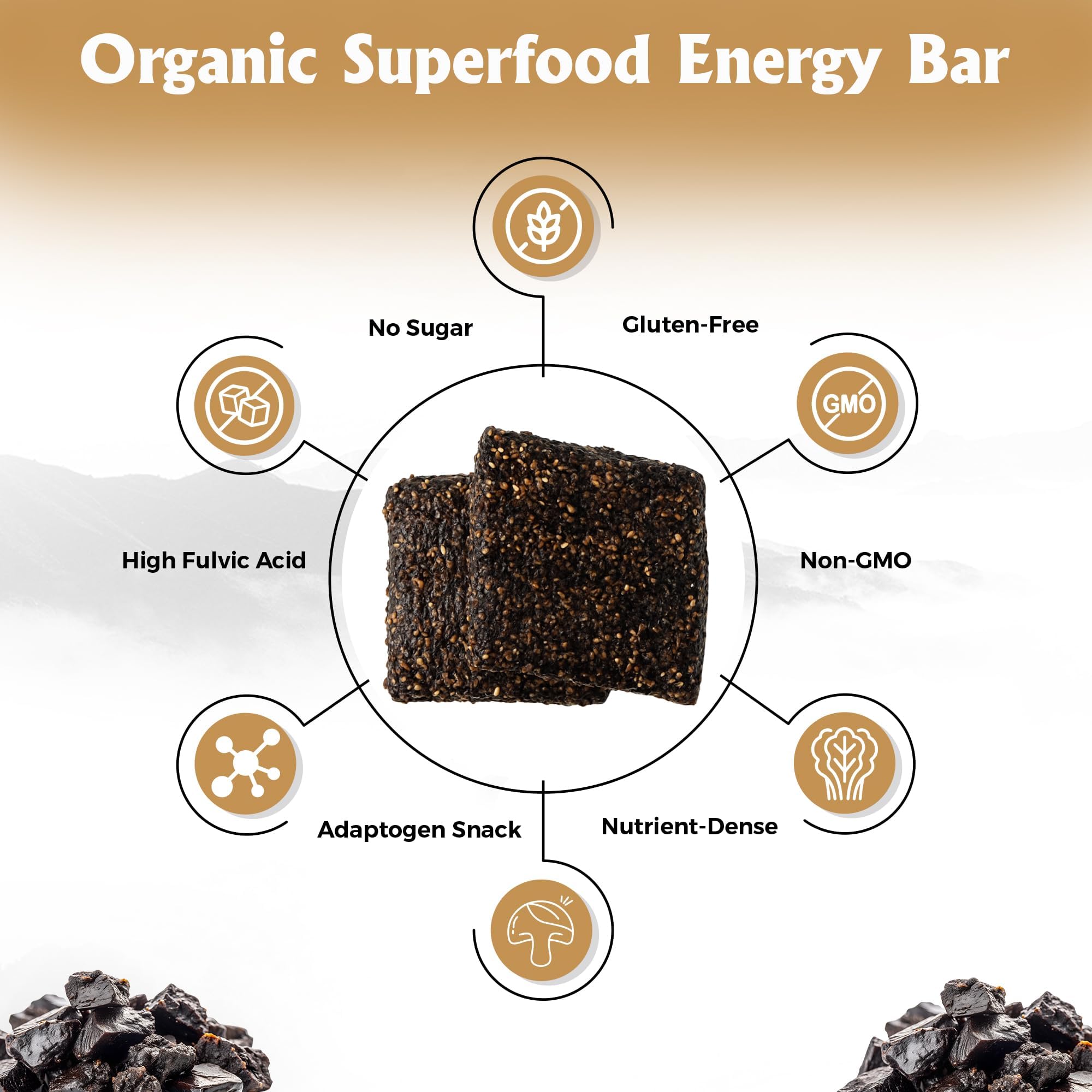 Shilala Organic Shilajit Energy Bar – 1000mg Shilajit, Gluten-Free, Vegan, Non-GMO | High Fulvic Acid | 7 Pack | NEW & IMPROVED FLAVOR
