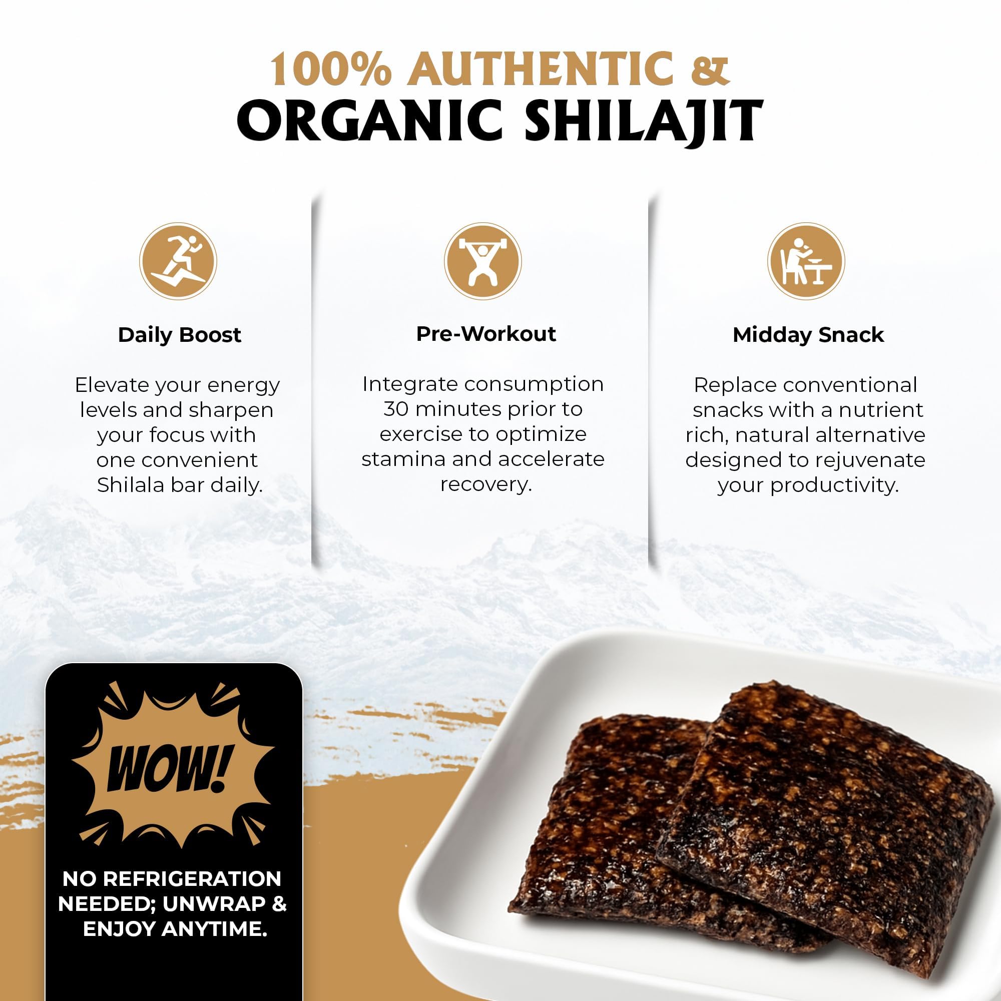 Shilala Organic Shilajit Energy Bar – 1000mg Shilajit, Gluten-Free, Vegan, Non-GMO | High Fulvic Acid | 7 Pack | NEW & IMPROVED FLAVOR