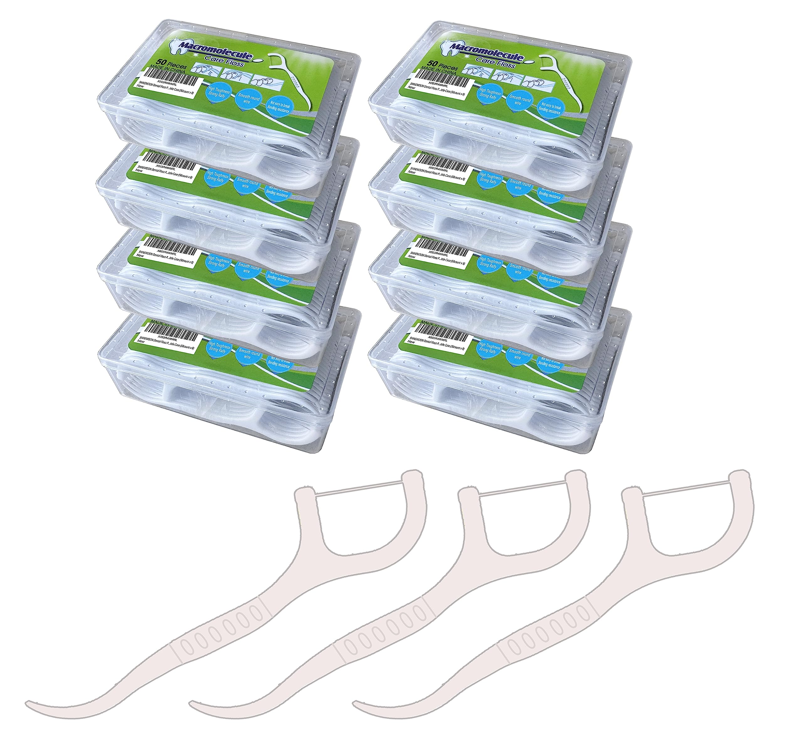 SHINEMOON 400pcs Dental Floss Picks – Travel Pack, Easy Grip Handle, 8 Boxes