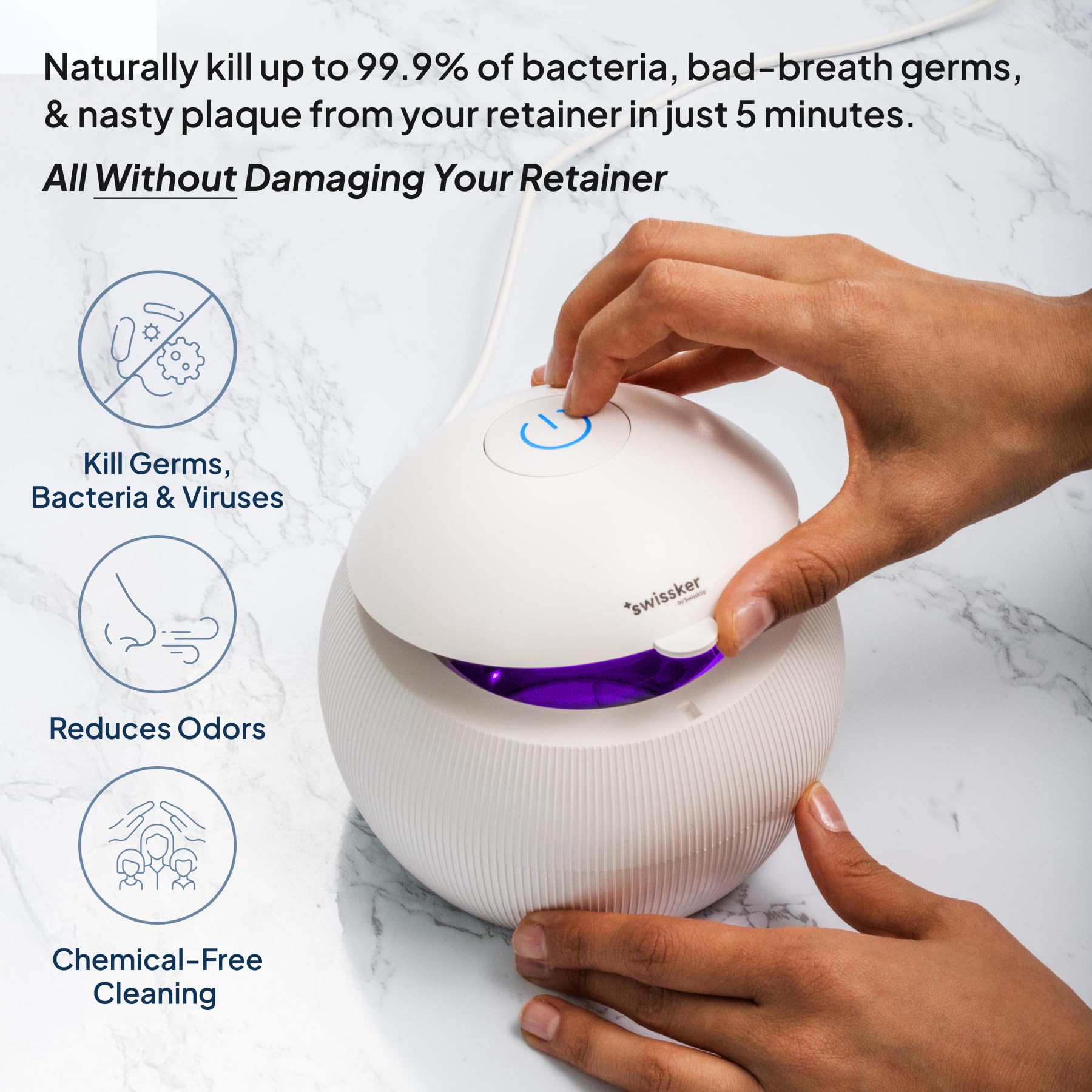 Swissklip ShinePod Ultrasonic Cleaning Pod | Retainer, Aligner & Mouth Guard Cleaner