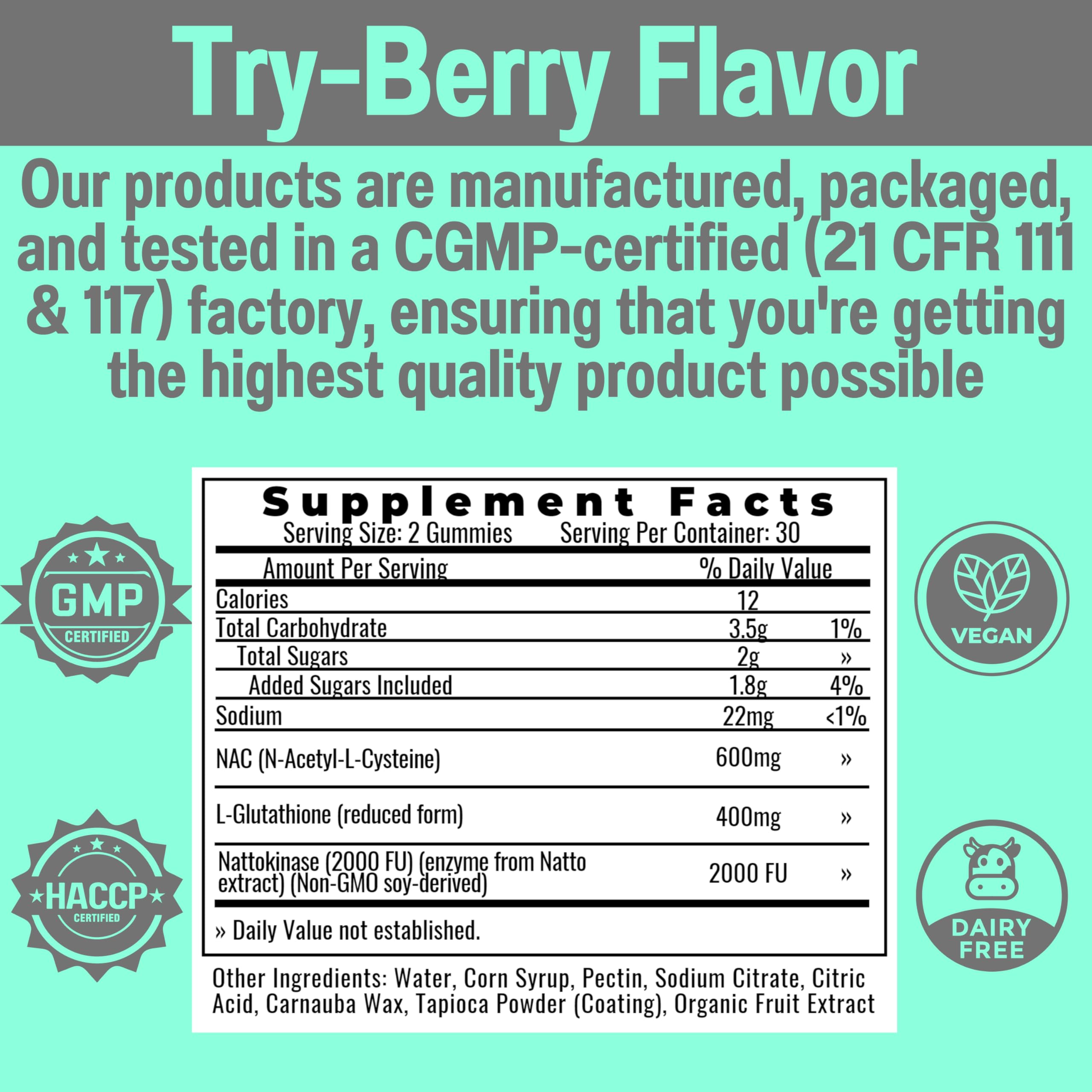 SHIZAM NAC 600mg Gummies with Glutathione & Nattokinase