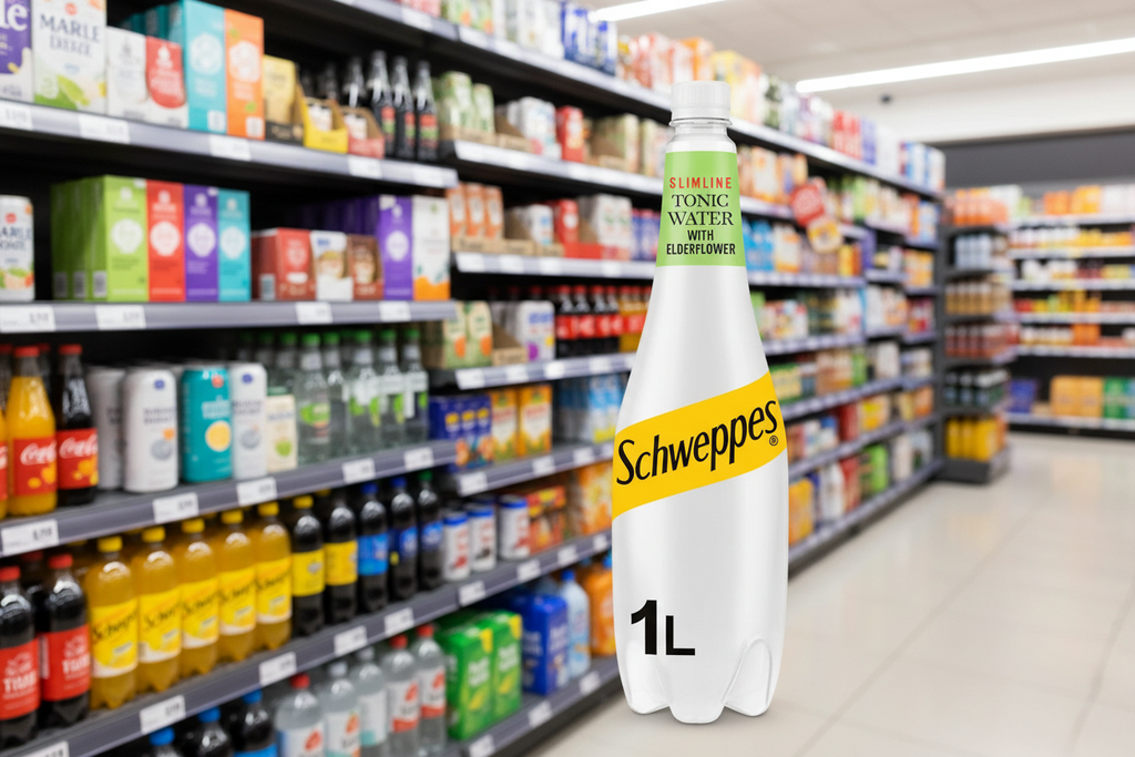12 x Schweppes Slimline Elderflower Tonic Water 1L