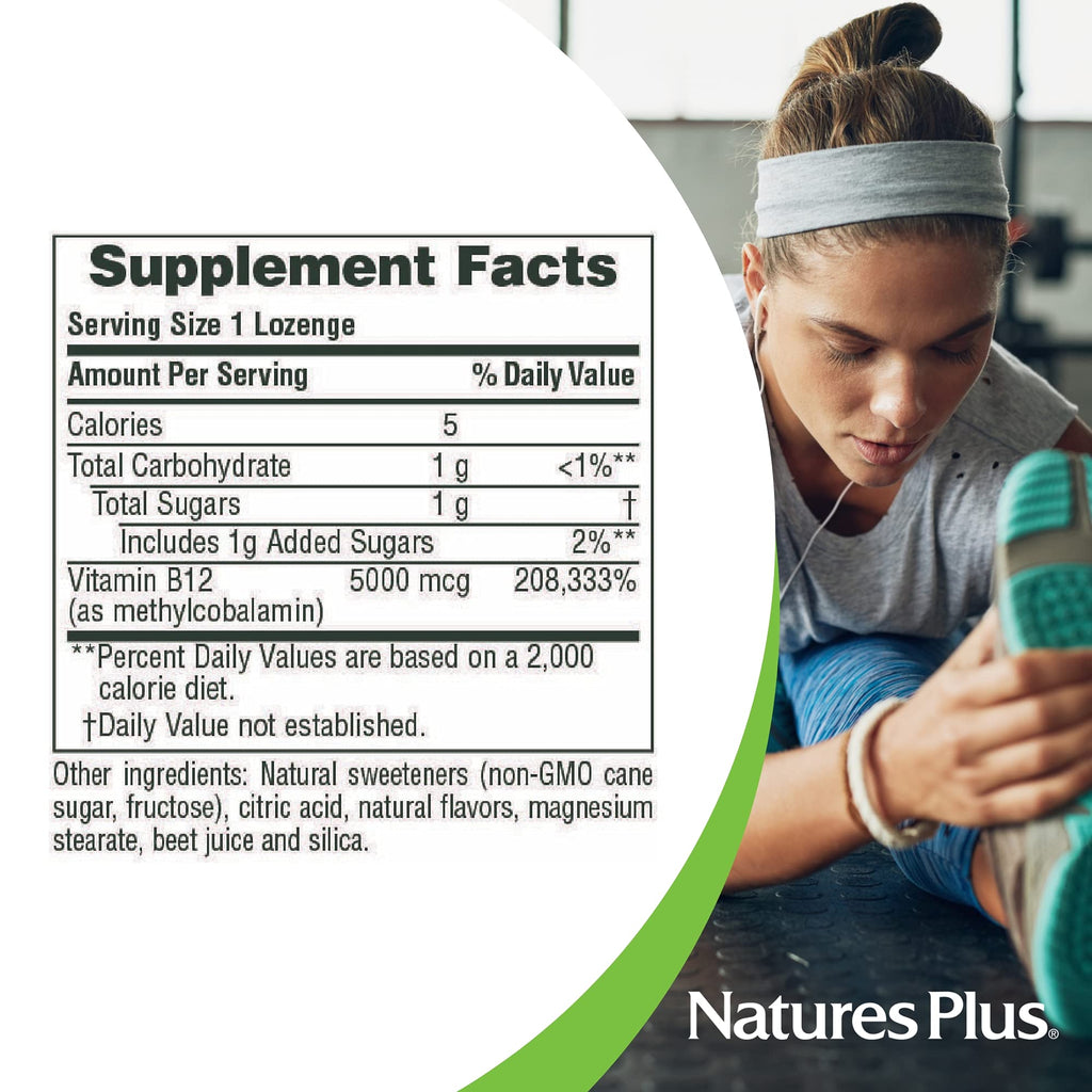 NaturesPlus Shot-O-B12-30 Lozenges, Wild Berry Flavor - 5000 mcg - Vegan, Gluten Free - 30 Servings