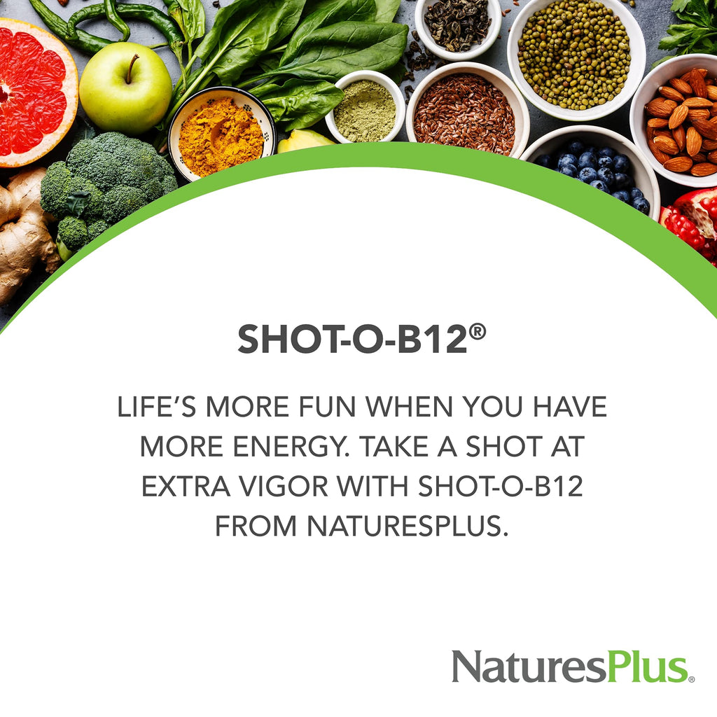 NaturesPlus Shot-O-B12-30 Lozenges, Wild Berry Flavor - 5000 mcg - Vegan, Gluten Free - 30 Servings