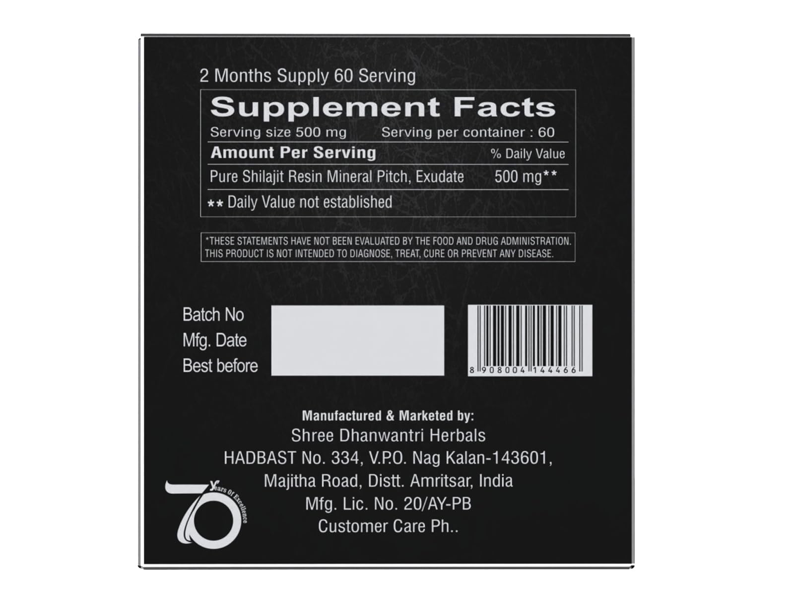 SHREE DHANWANTRI HERBALS Himalayan Shilajit Resin – 30g (2-Month) for Energy & Focus