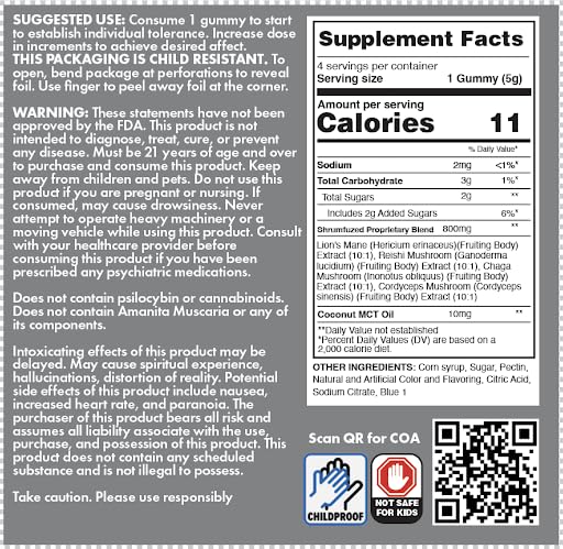 Shrumfuzed Nootropic Gummies 8000mg – Lion's Mane, Reishi, Cordyceps & Chaga