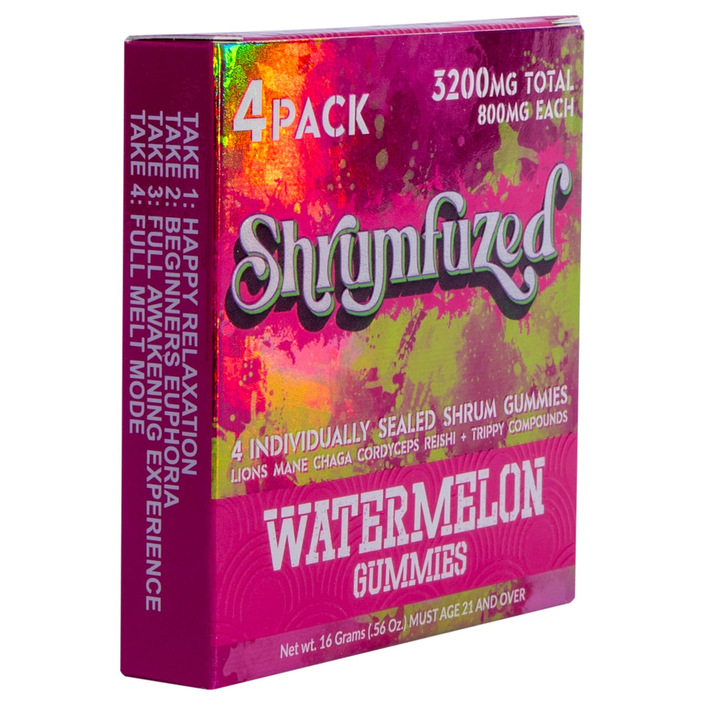 Shrumfuzed Proprietary Nootropic Gummy 3200mg - Lion's Mane, Reishi, Chaga, and Cordycep Nootropic Tripee Mushroom Blend (Watermelon)