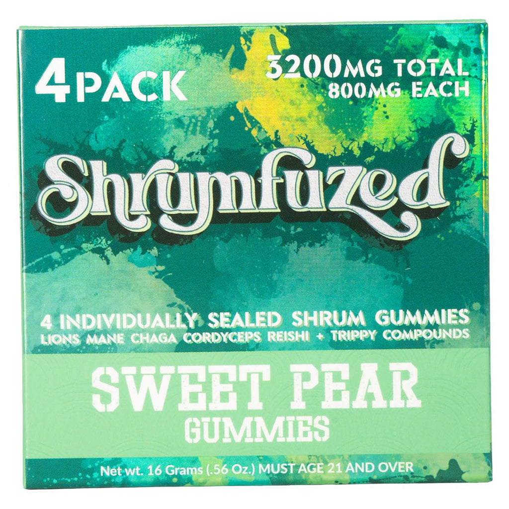 Shrumfuzed Nootropic Gummy 8000mg – Lion's Mane, Reishi, Cordyceps, Chaga (Sweet Pear, 10 Count)