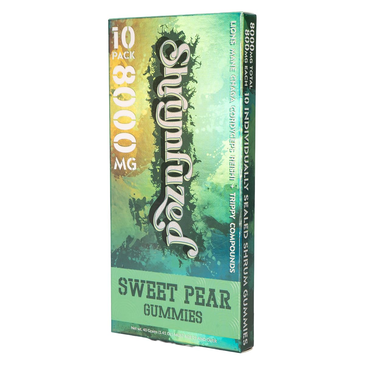 Shrumfuzed Nootropic Gummy 8000mg – Lion's Mane, Reishi, Cordyceps, Chaga (Sweet Pear, 10 Count)