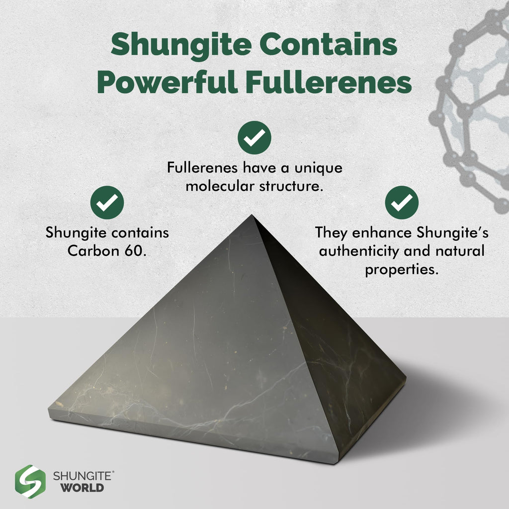 Shungite World Authentic Shungite Pyramid 150 mm – Chakra Energy & Grounding