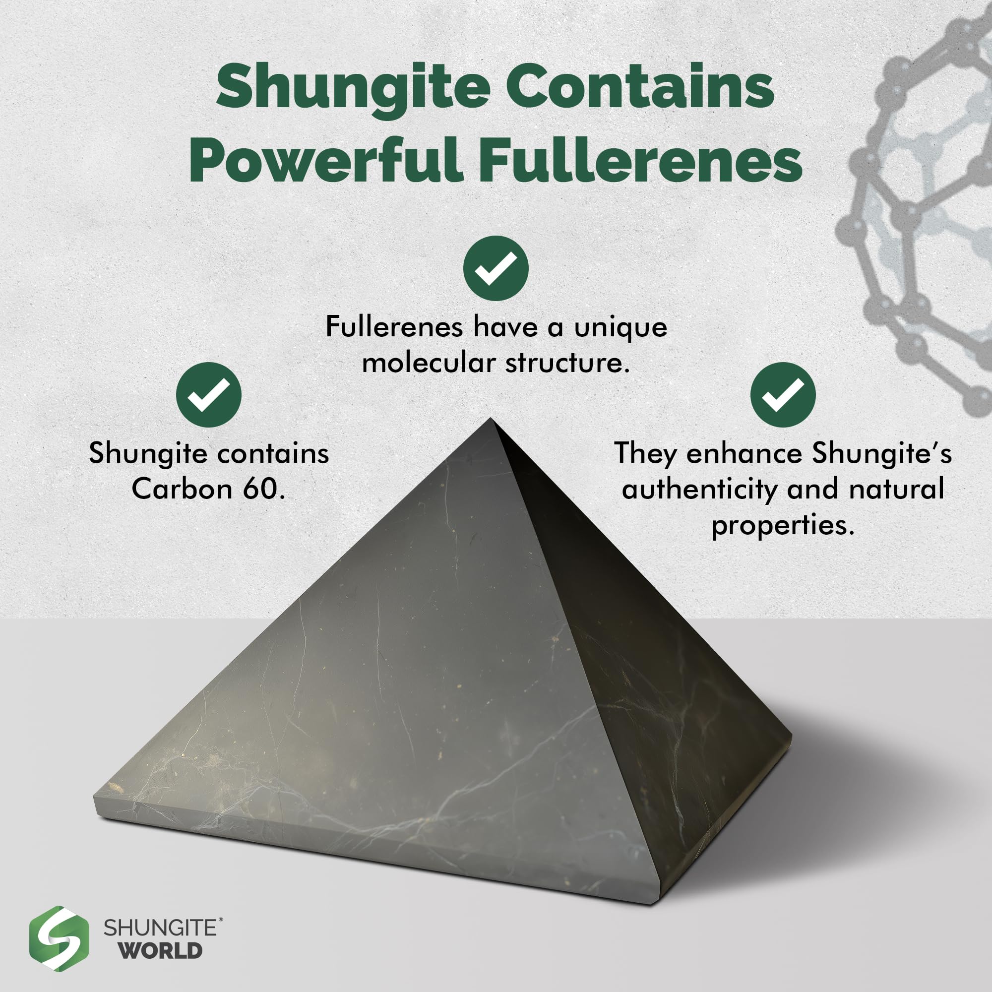 Shungite World Authentic Shungite Pyramid 150 mm – Chakra Energy & Grounding
