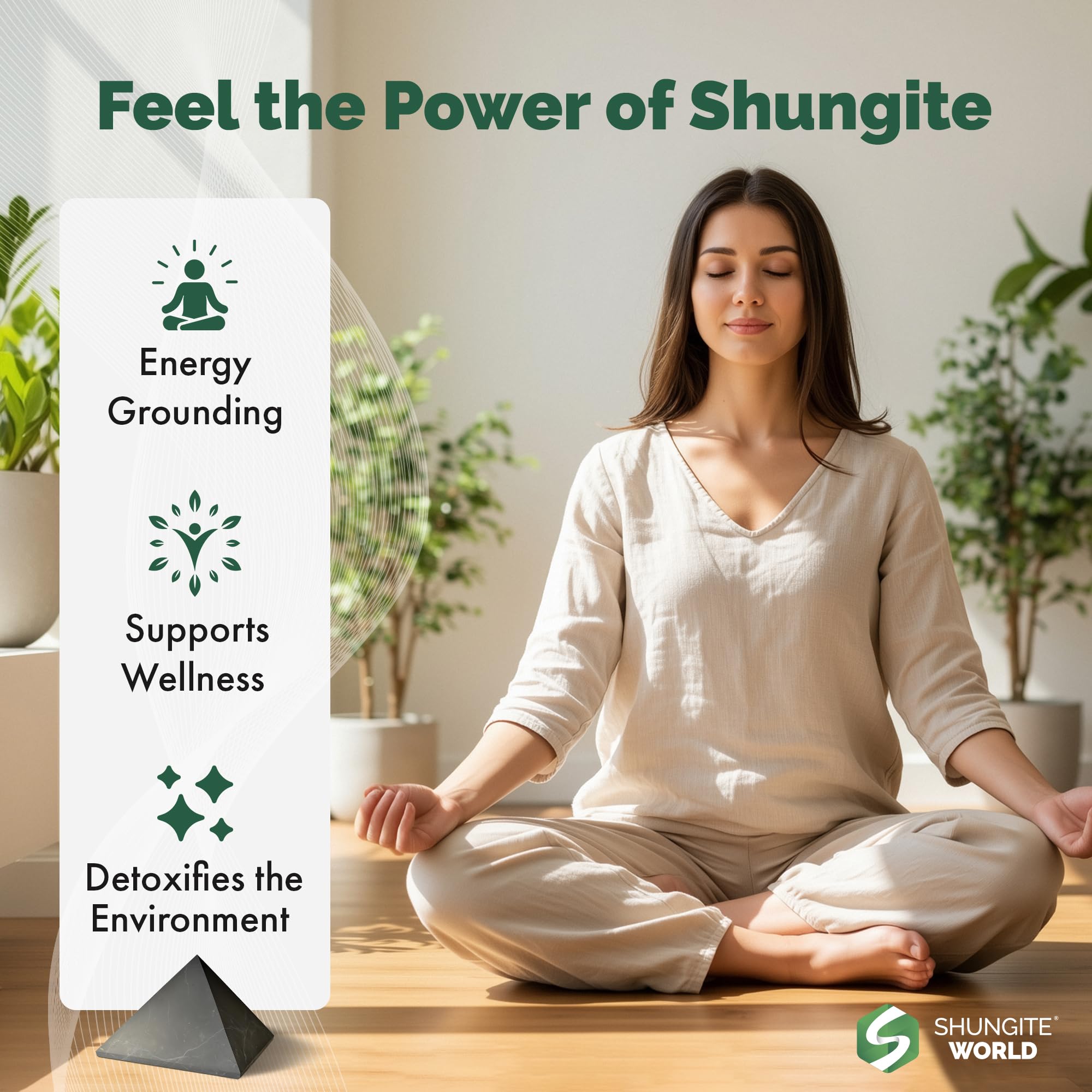 Shungite World Authentic Shungite Pyramid 150 mm – Chakra Energy & Grounding