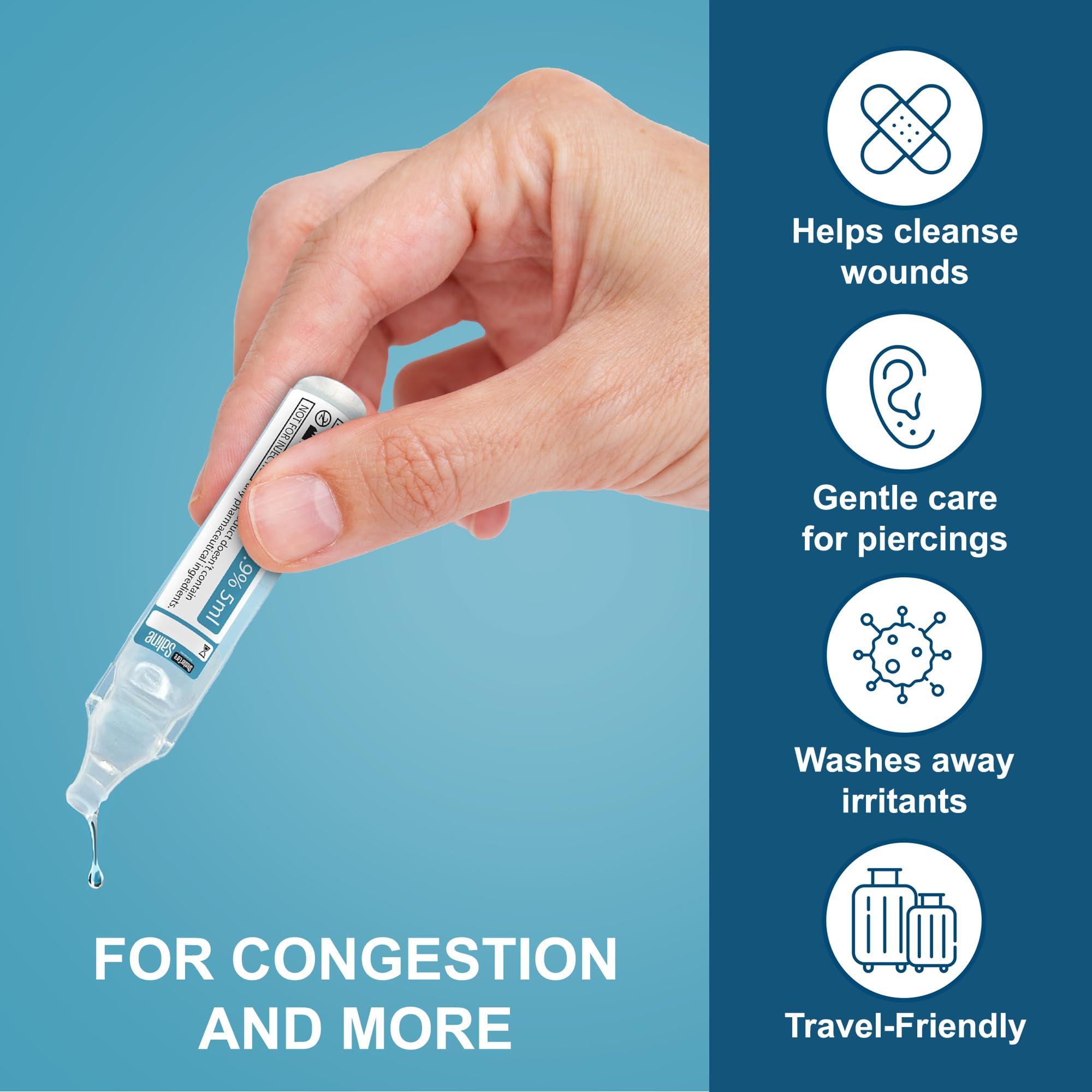 Shusher Care Saline Ampoules 0.9% – 20 × 5ml for Nasal Care, Nebulizer & Wound Cleansing