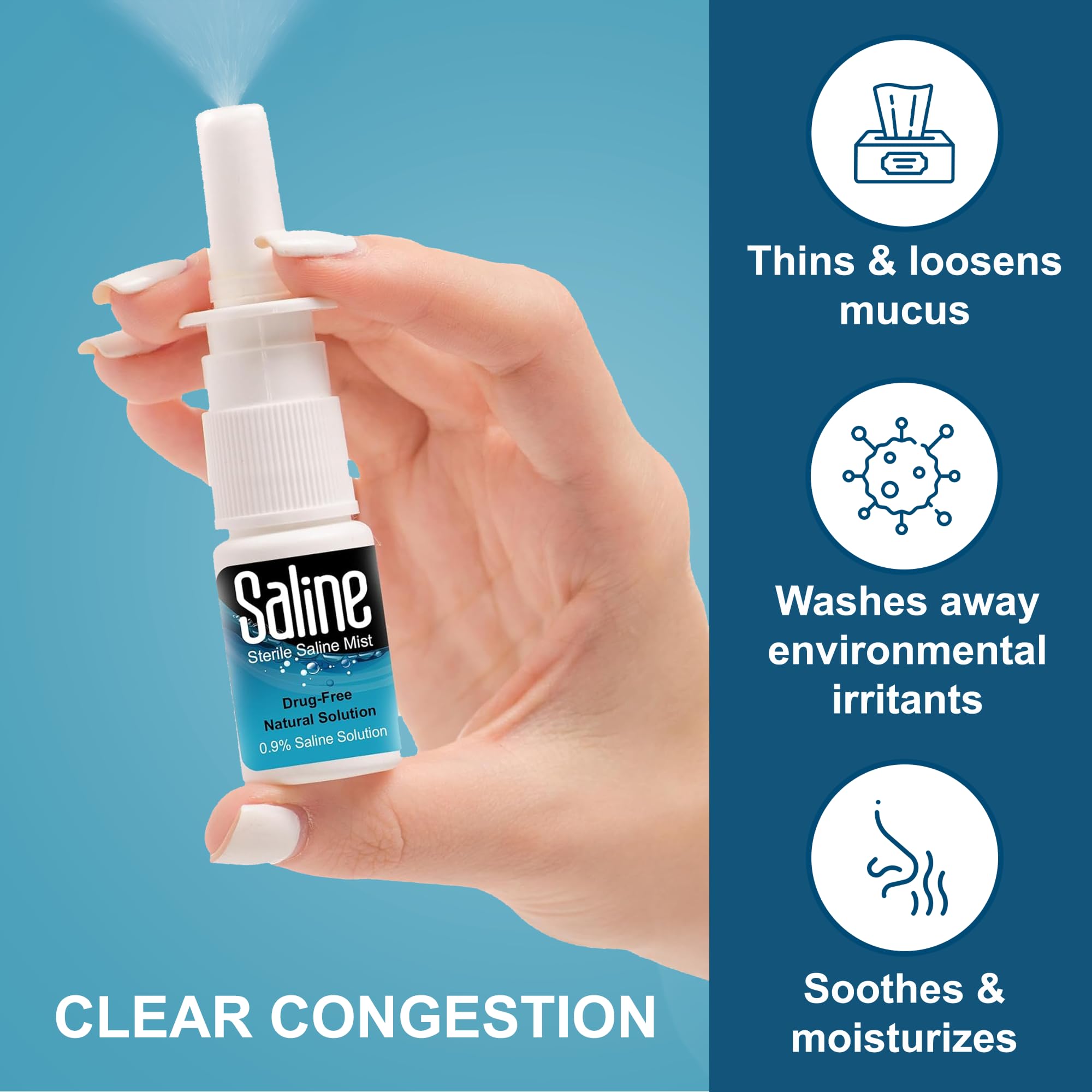 Shusher Care Saline Spray for Nose – 0.9% Isotonic Nasal Mist, 30ml (Pack of 3)