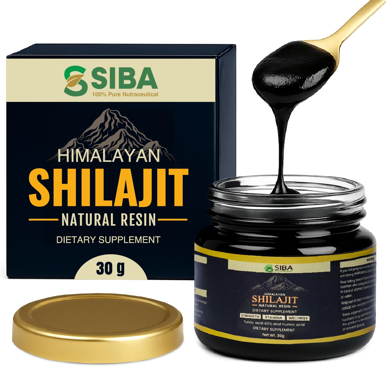 Siba Pure Himalayan Shilajit Resin 250mg – Triple Purified, 85+ Minerals & 70% Fulvic Acid