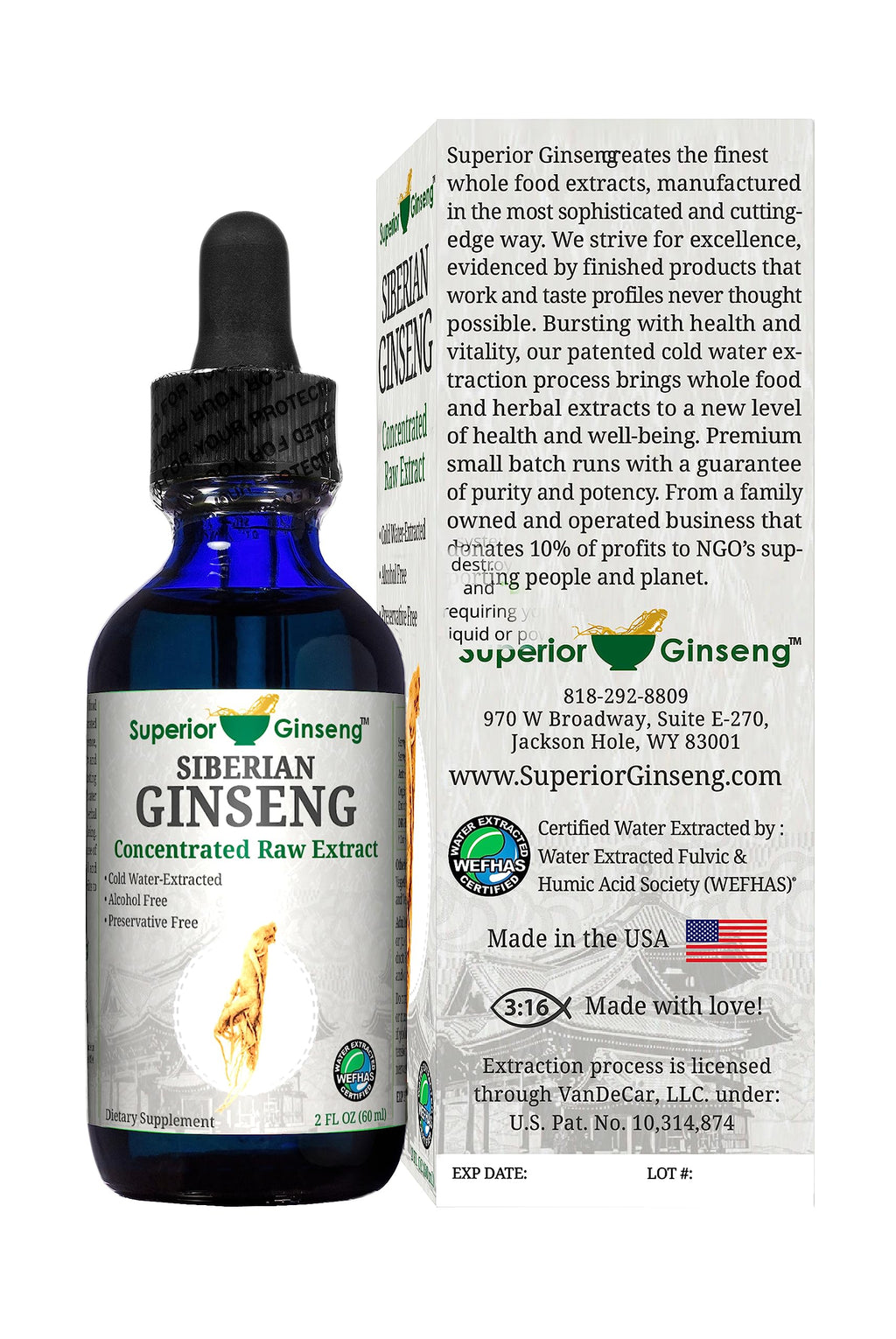 Siberian Ginseng Root Extract – Organic & Alcohol-Free 2oz | Patented Cold Fulvic Mineral Water Brew