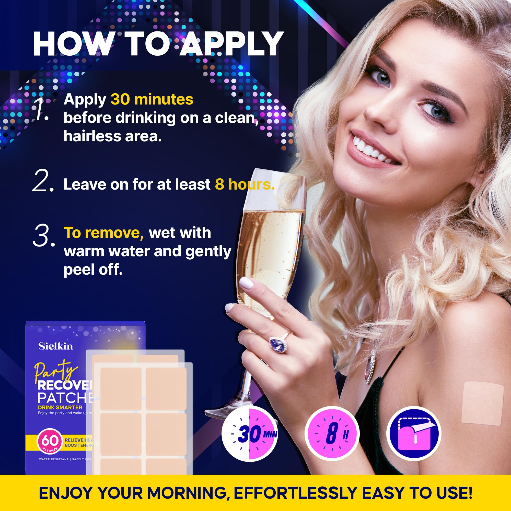 Sielkin Party Recovery Patch 60 Pack – Wake Up Refreshed
