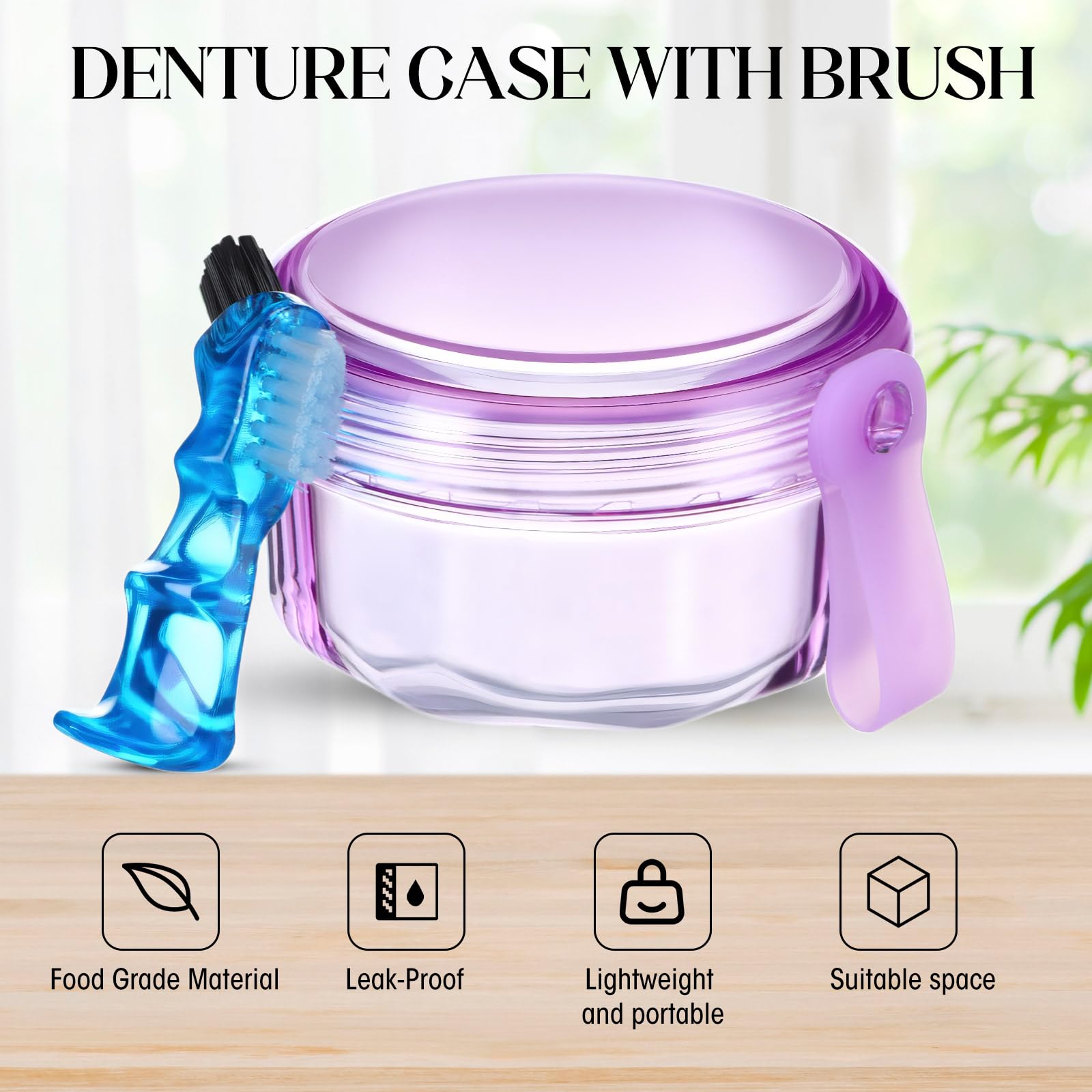 Sieral 6 Pcs Denture Case – Leak-Proof Travel Cup for Dentures & Retainers