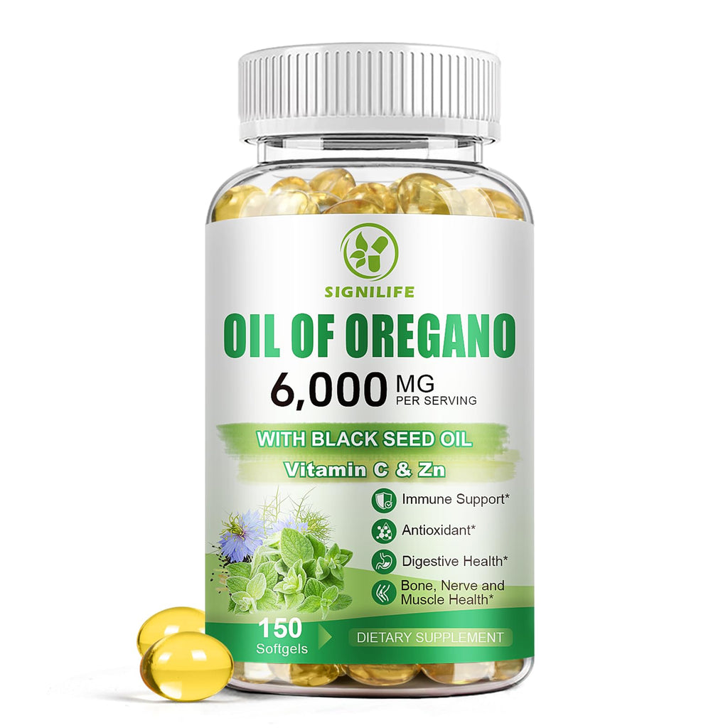 SIGNILIFE Oil of Oregano with Black Seed Oil - 6000mg, 150 Softgels for Immune Support