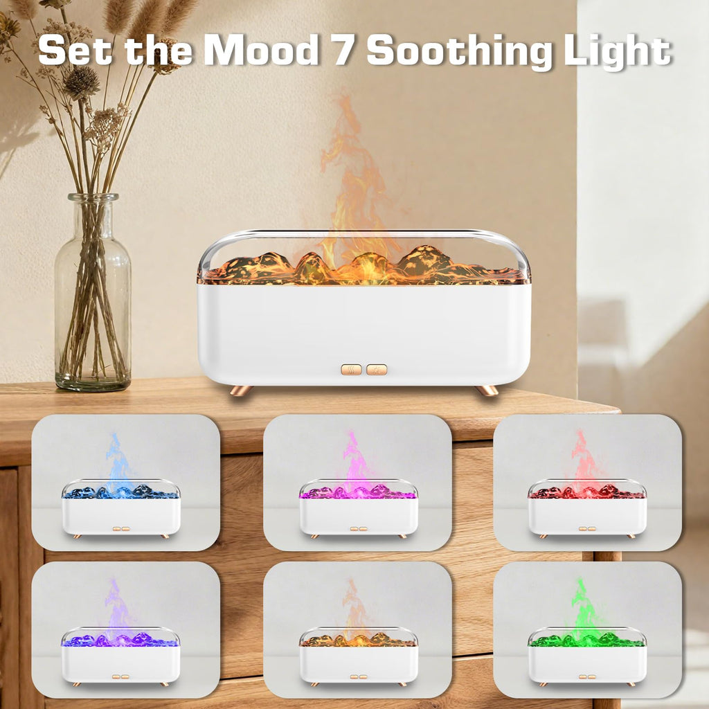 SIHUADON Essential Oil Diffuser – 300ml Flame Effect, Quiet Humidifier & 7-Color Night Light