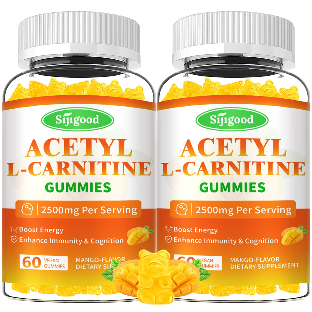 Sijigood 2 Pack Acetyl L-Carnitine Gummies – Energy, Focus & Immune Support (Mango Flavor, 120 Count)
