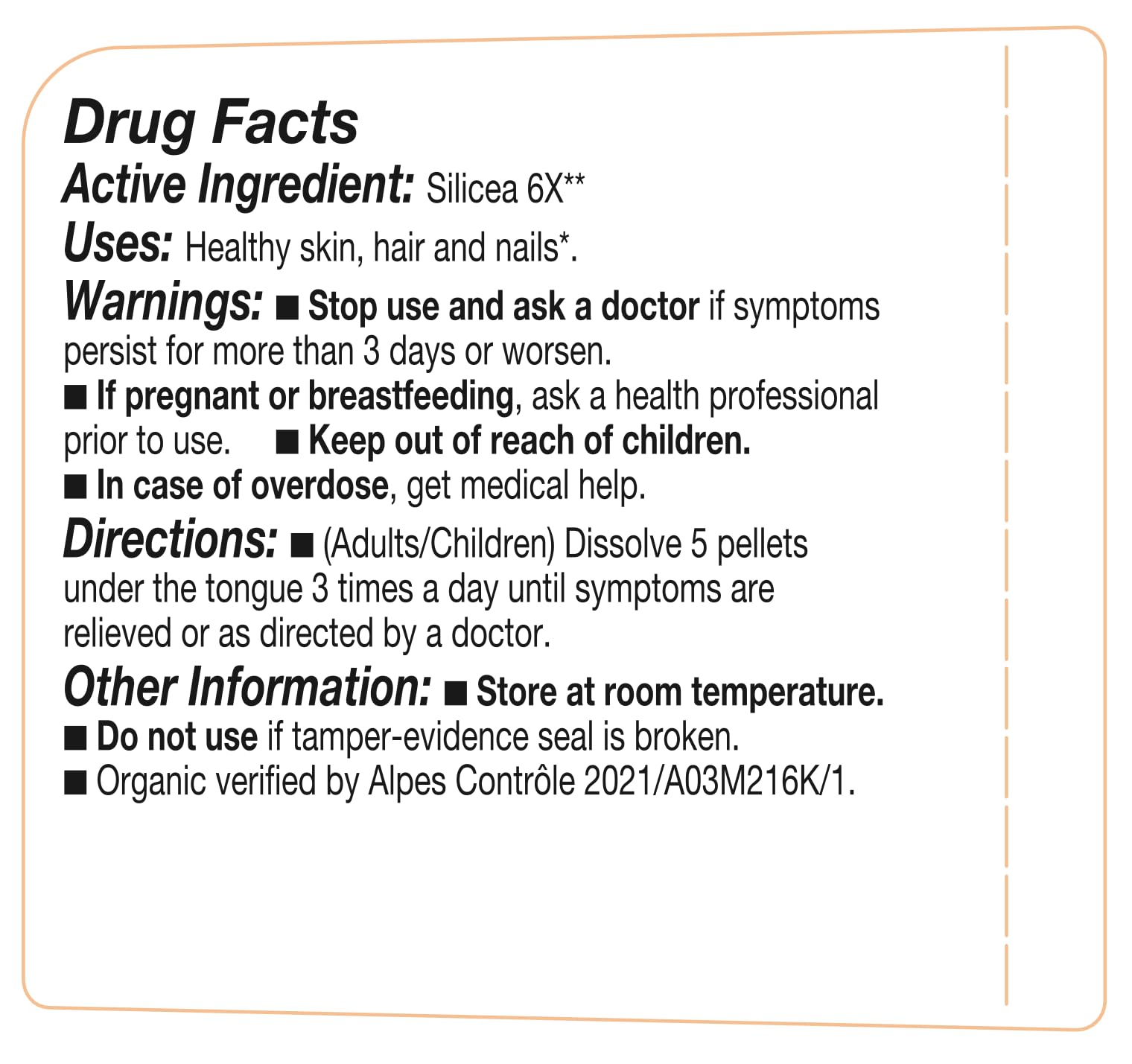Silicea- OLLOIS - Organic & Vegan, Kosher Certified, Cell Salt #12 (Approx. 80 pellets)