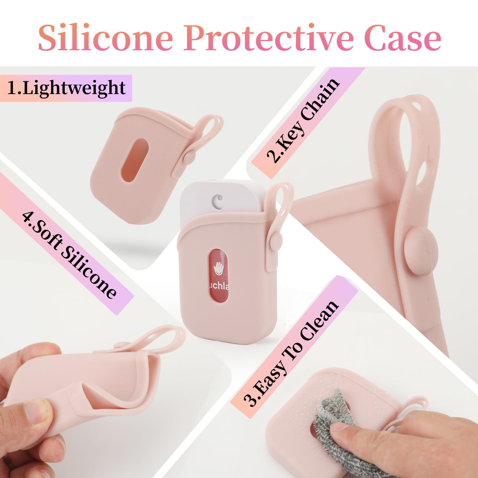 Silicone Case with Keychain for Touchland Power Mist & Glow Mist 1 oz - Purple